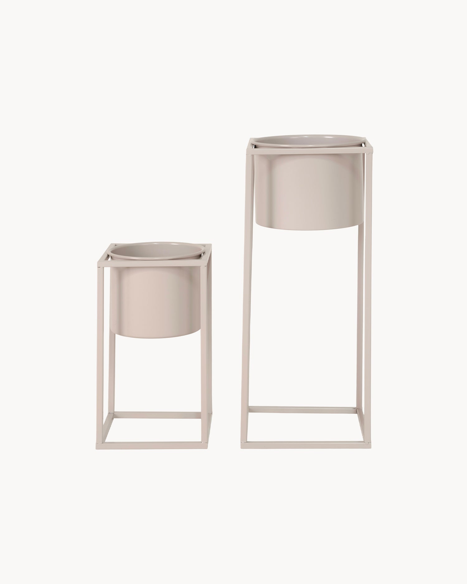 Set 2 portavasi in metallo Marla, beige