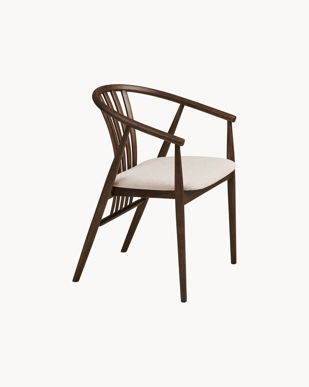 Set 2 sedie da pranzo in rovere con seduta in tessuto Agustin