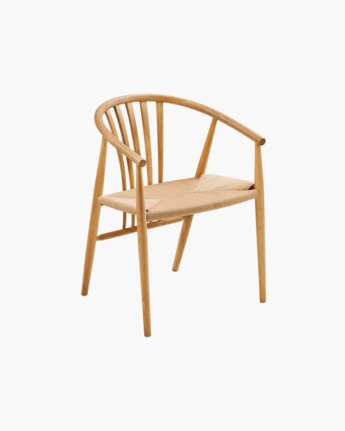 Set 2 sedie da pranzo in rovere con seduta intrecciata Agustin