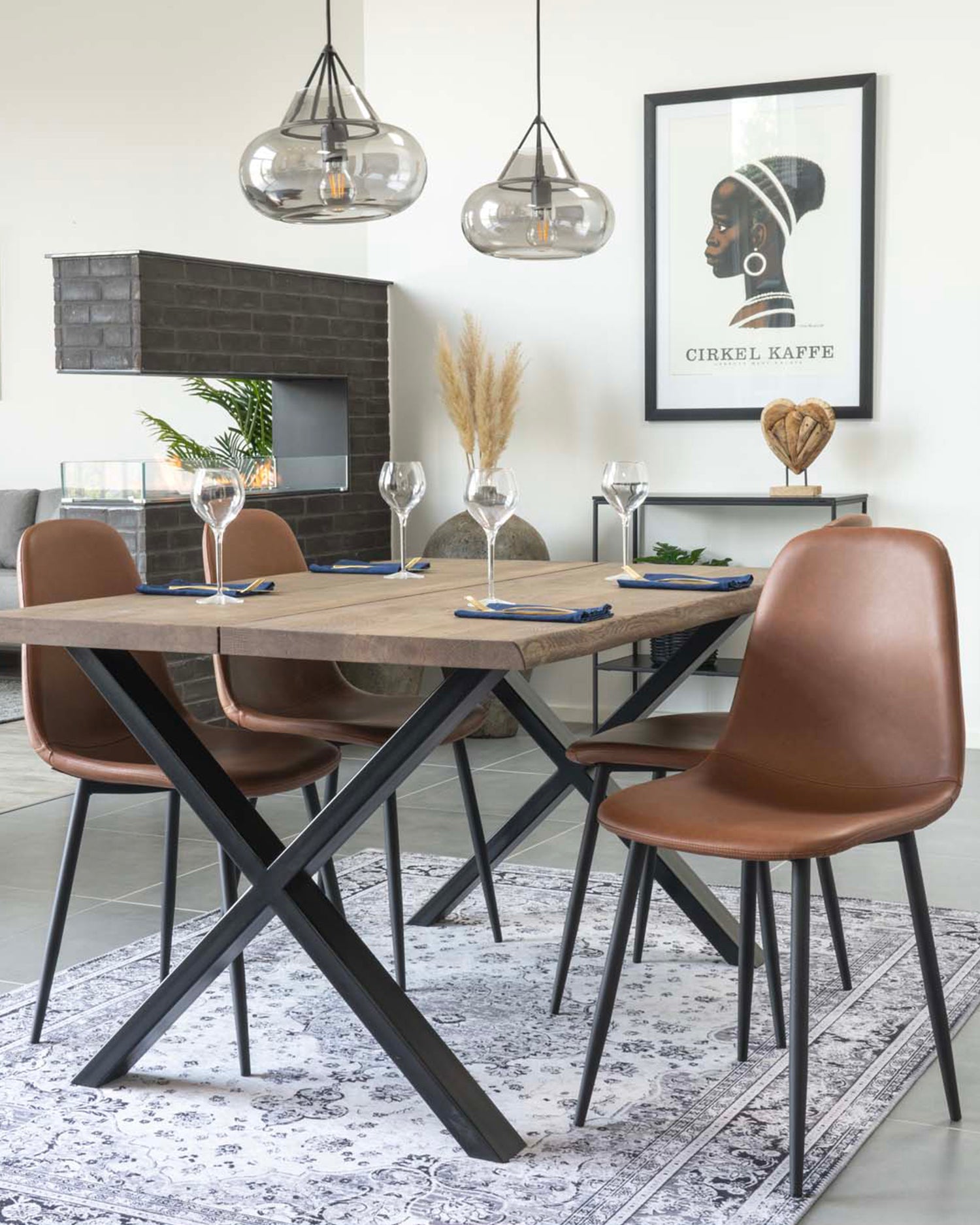 Set 2 sedie da pranzo in ecopelle vintage Stockholm