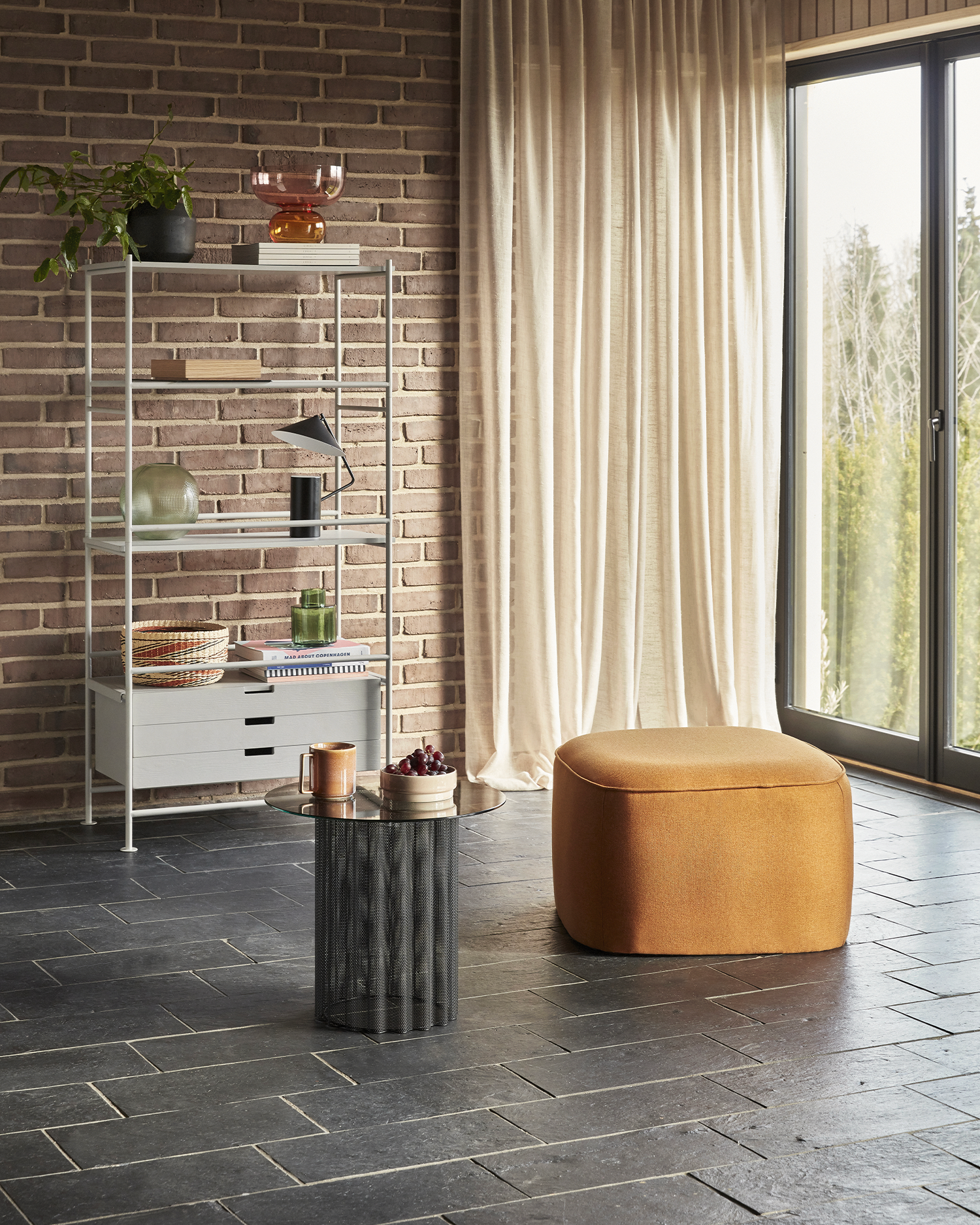 Pouf imbottito Cube, arancione
