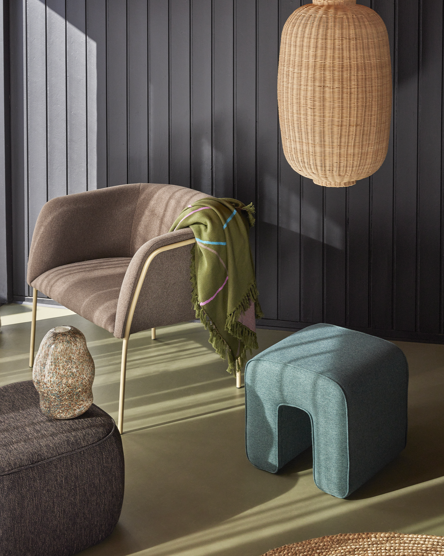 Pouf imbottito Sculpture, verde