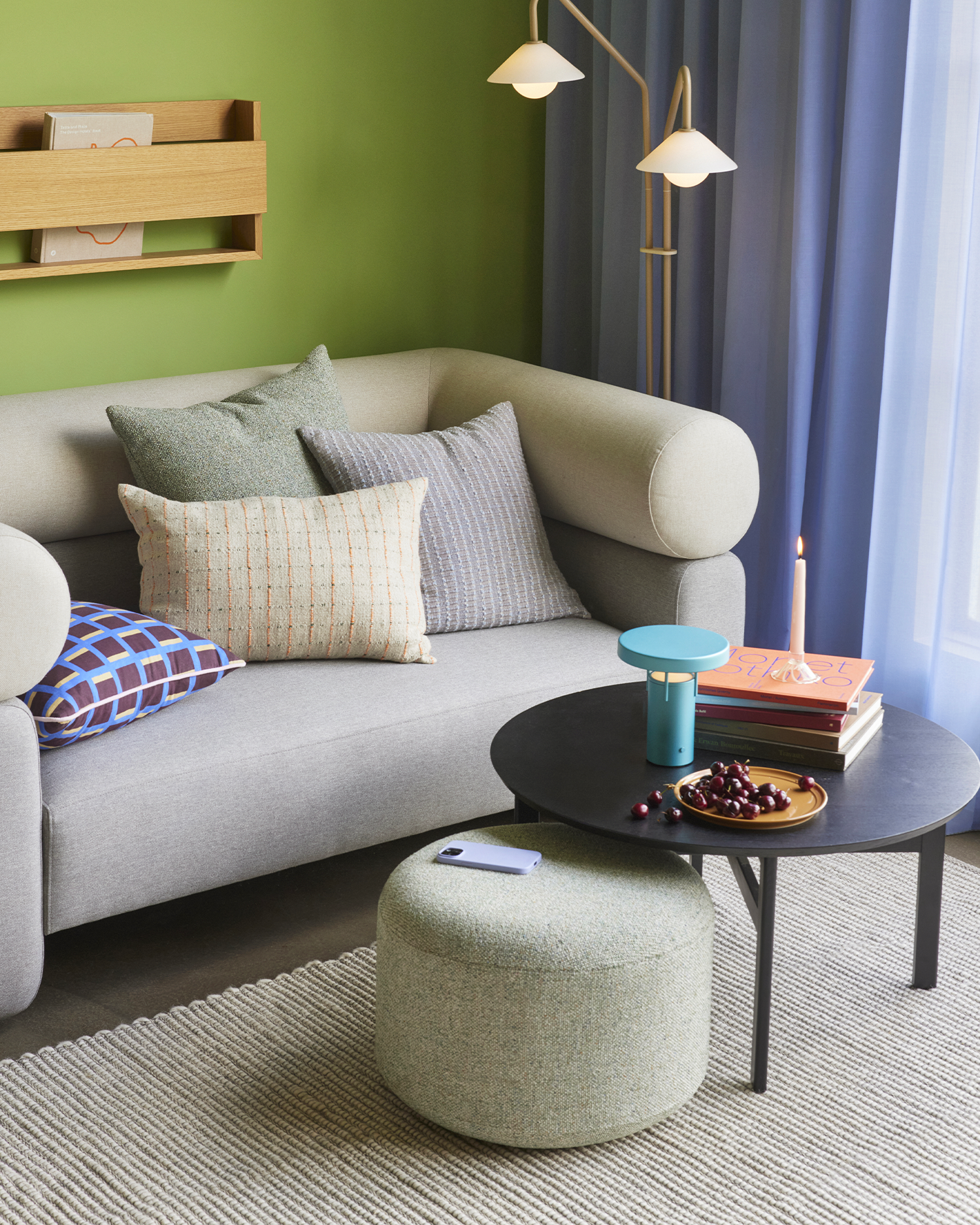 Pouf imbottito Marshmellow, verde chiaro
