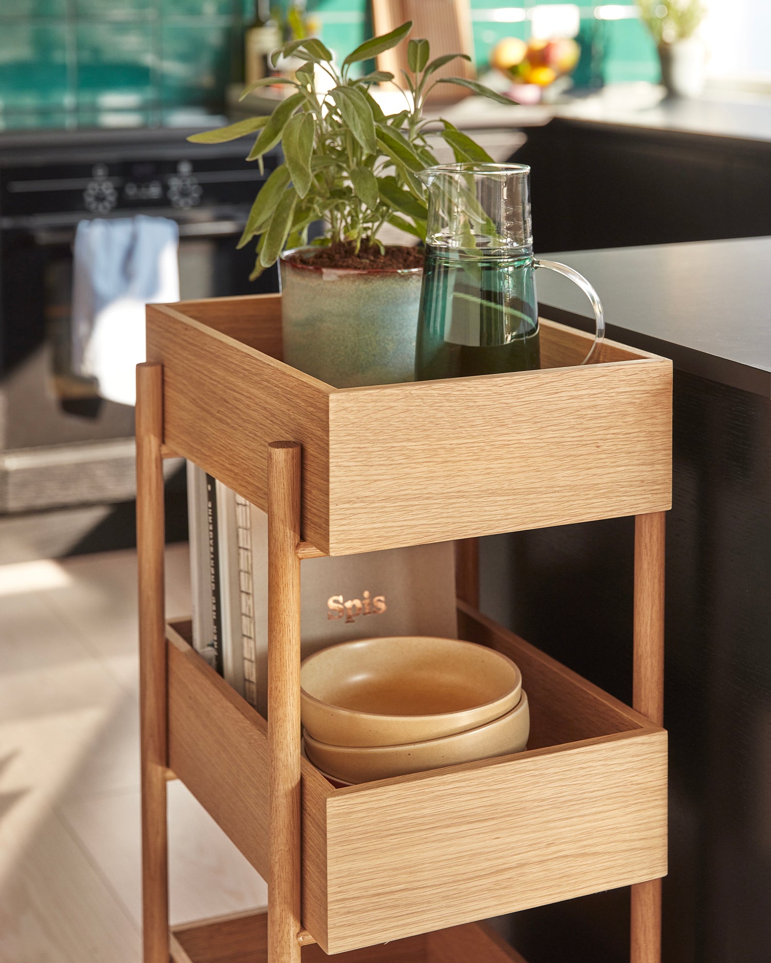 Tavolino consolle in legno di rovere Stack