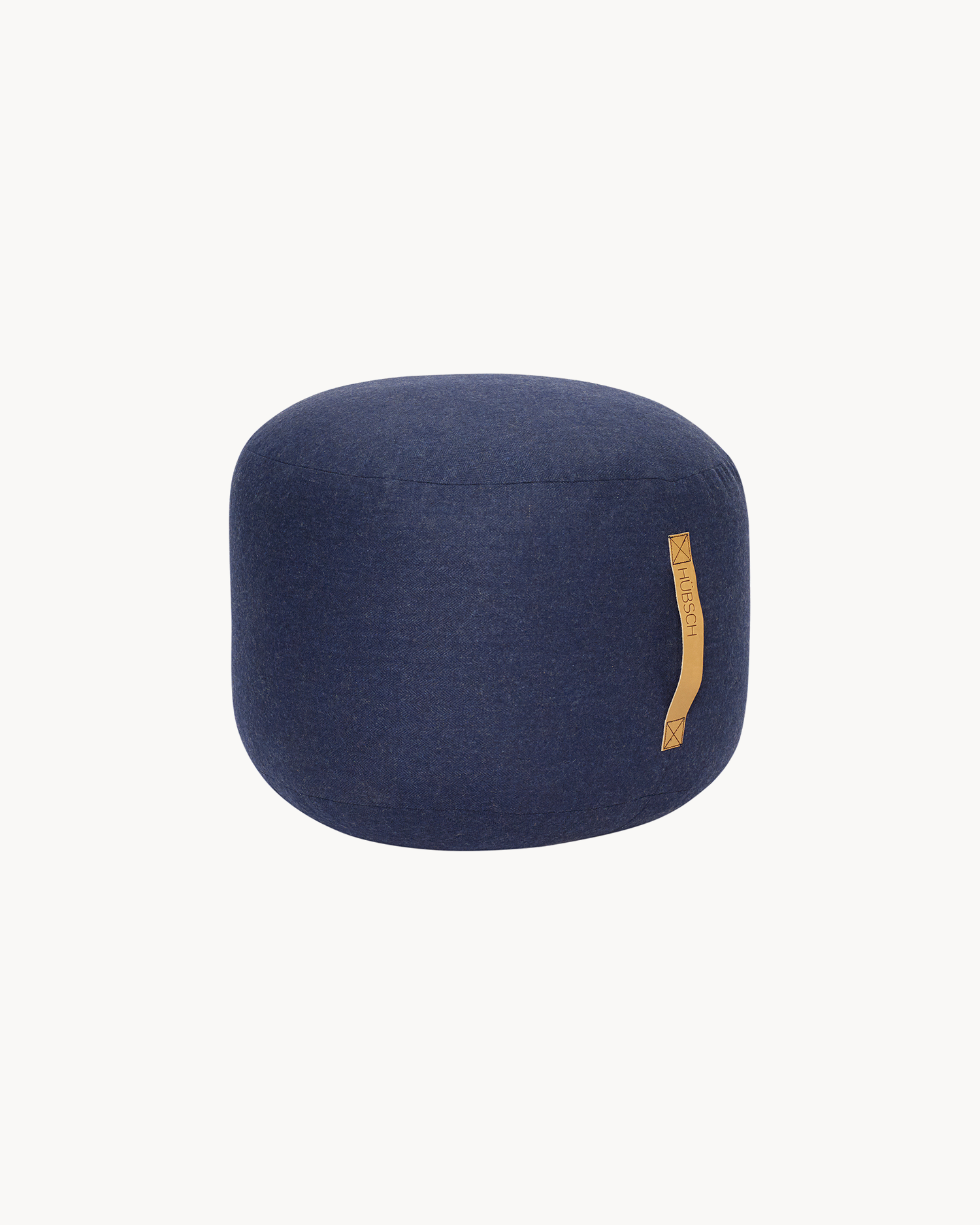 Pouf imbottito in lana Mochi, blu