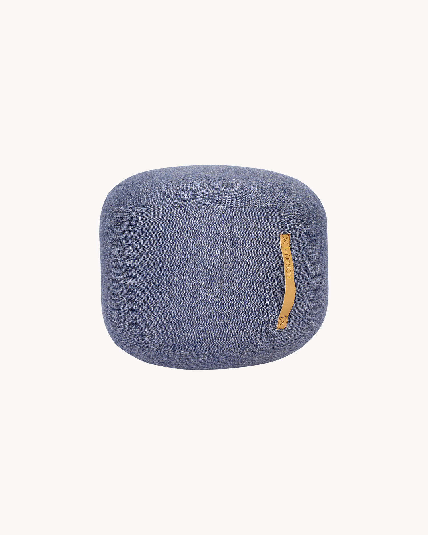 Pouf imbottito in lana Mochi, blu chiaro