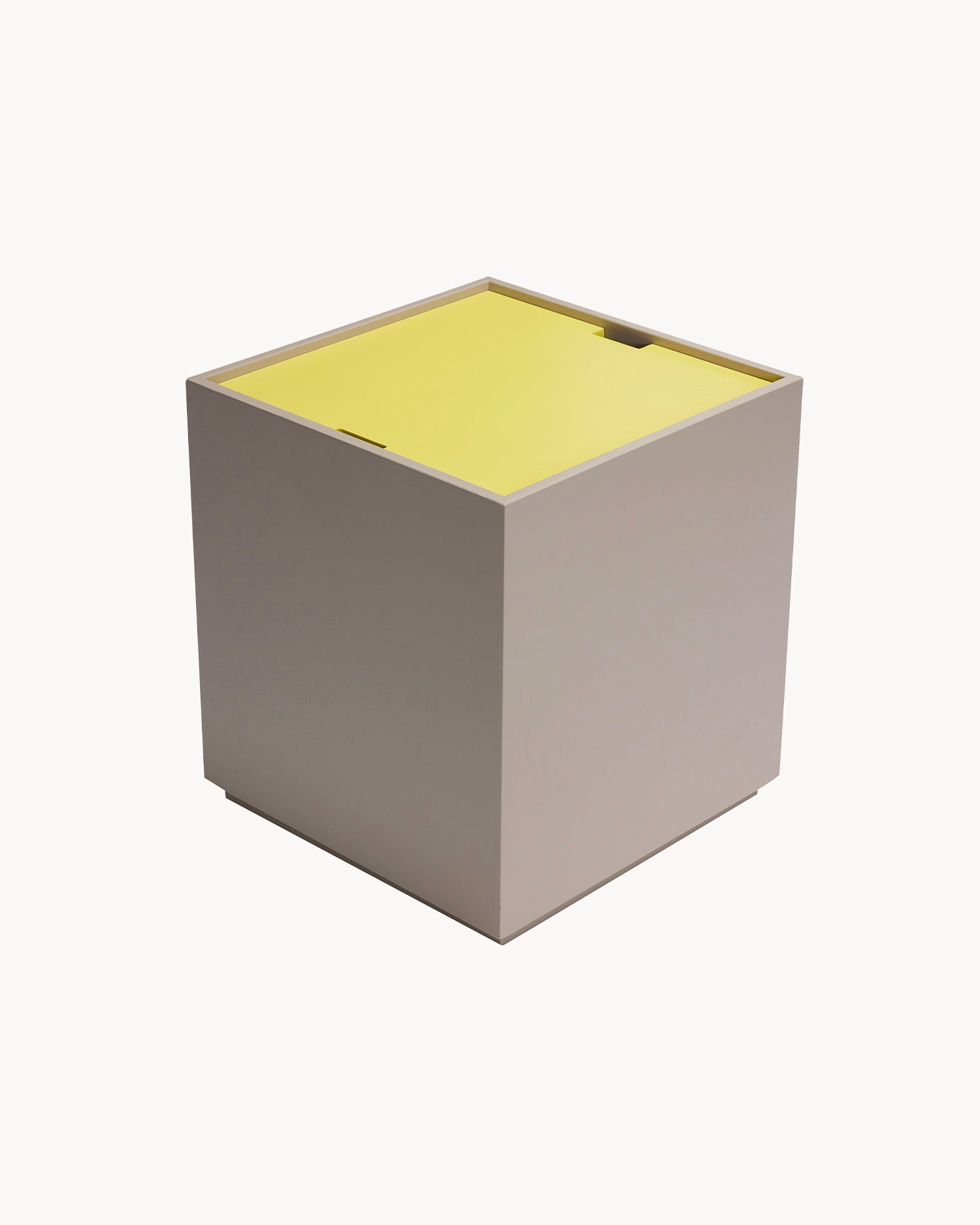 Tavolino in legno con contenitore Vault, grigio e giallo
