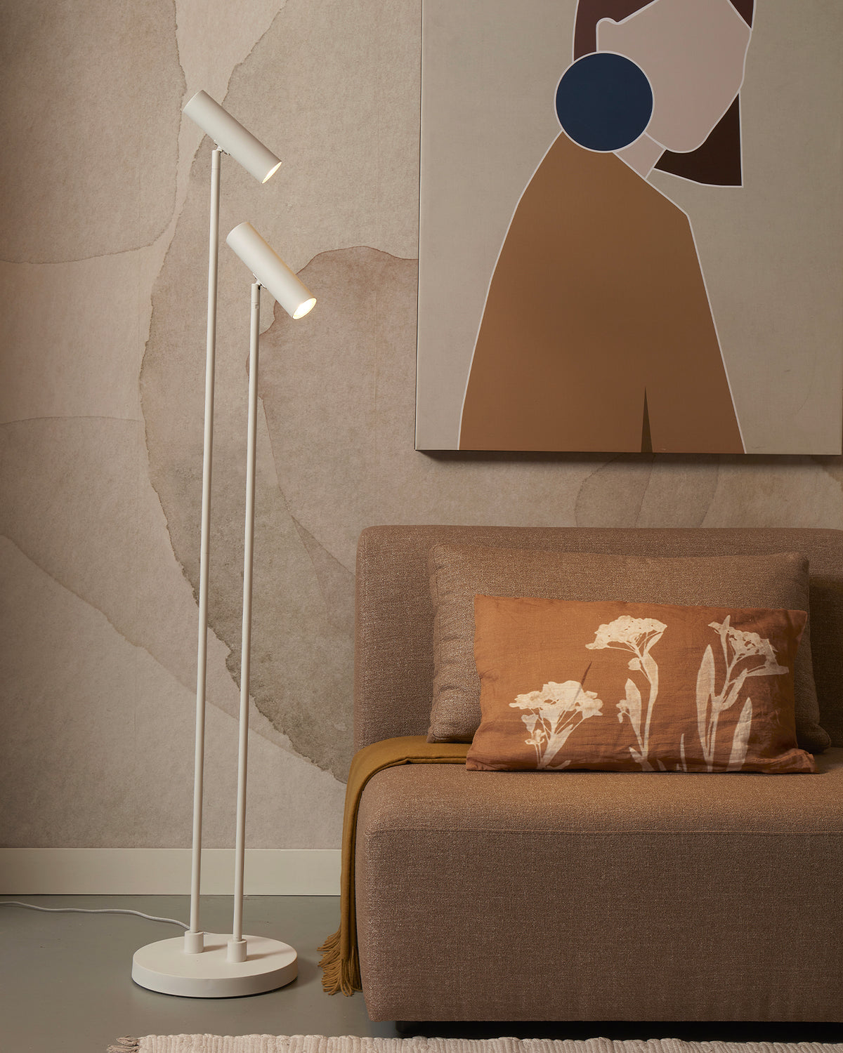 Lampada da terra a 2 luci in metallo Havana