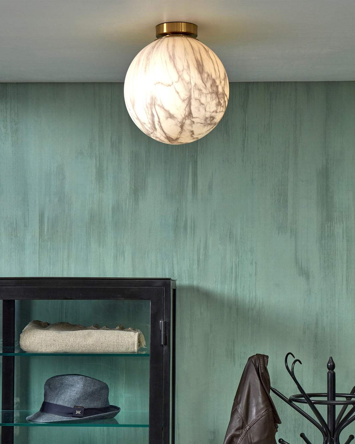 Lampada da soffitto in vetro effetto marmo Carrara