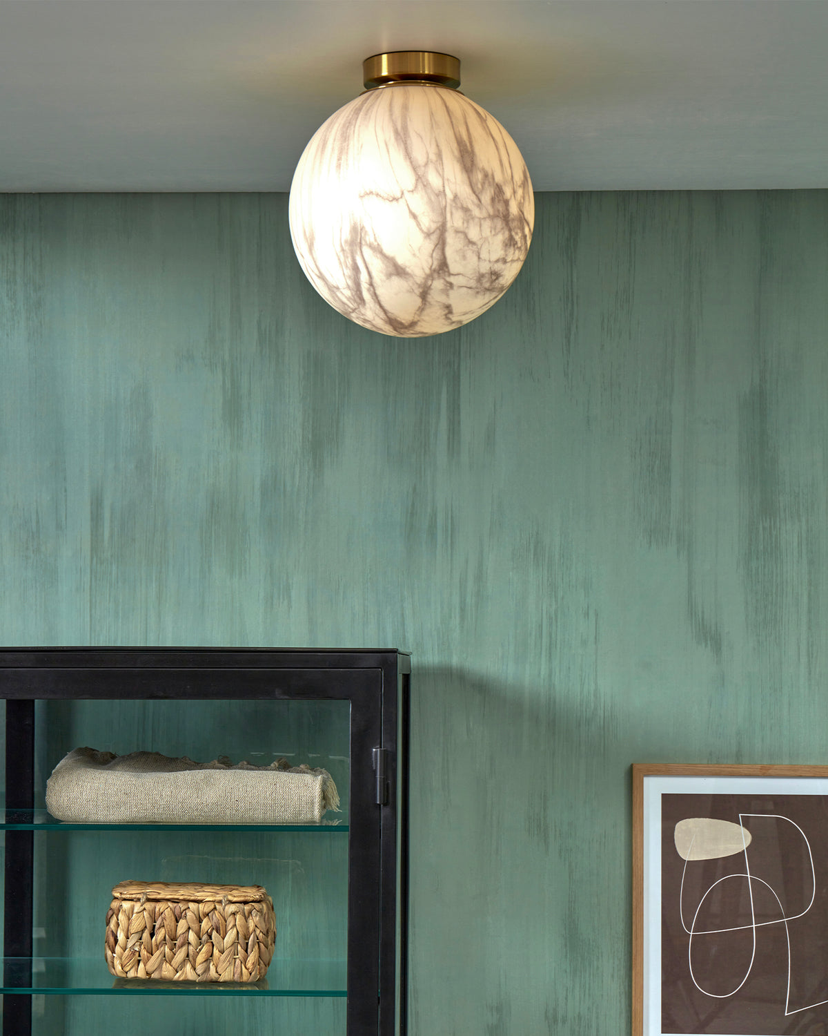 Lampada da soffitto in vetro effetto marmo Carrara