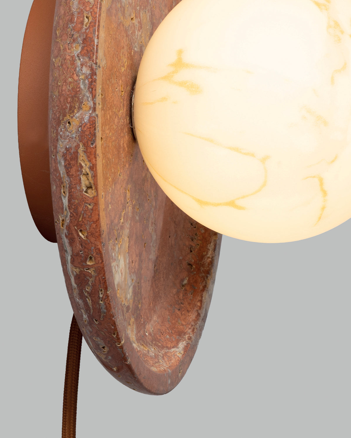 Lampada da soffitto e parete in travertino e vetro Tivoli
