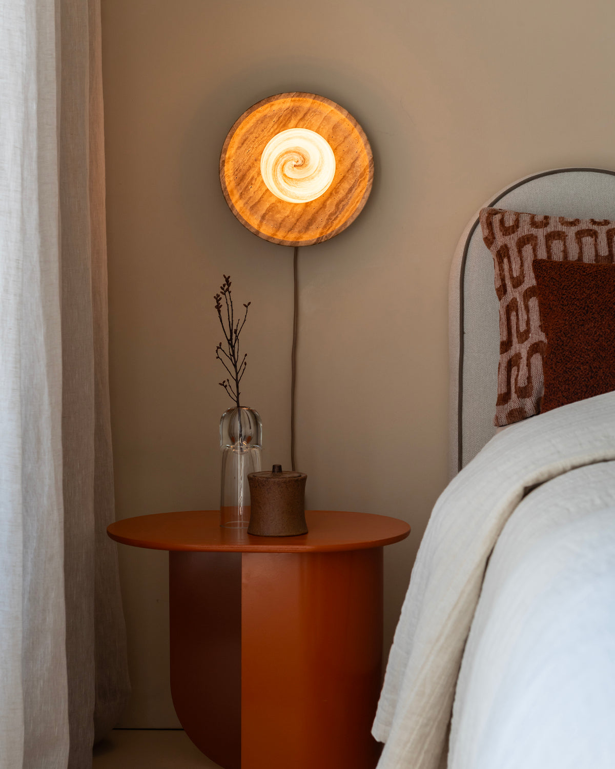 Lampada da soffitto e parete in travertino e vetro Tivoli
