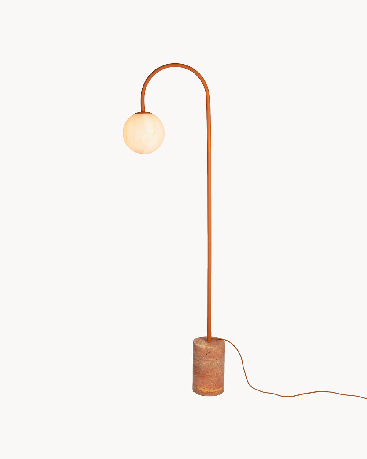 Lampada da terra in travertino e vetro Tivoli