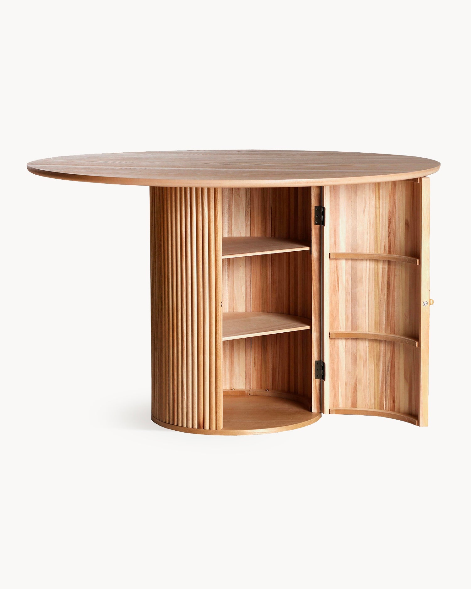 Tavolo da pranzo rotondo in legno con spazio contenitivo Skagen - Legno