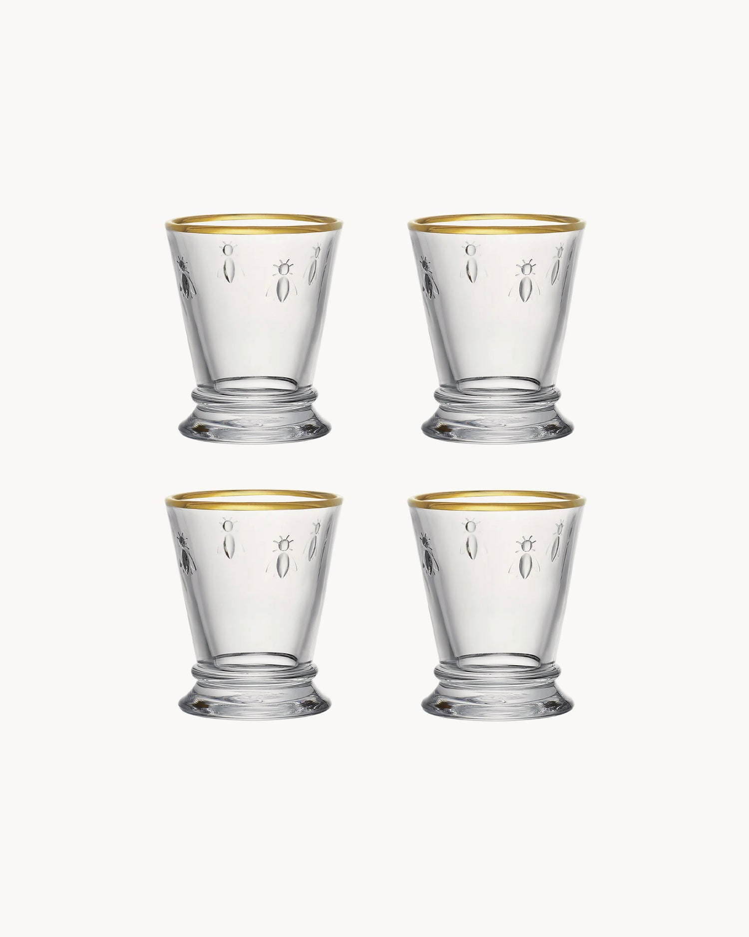 Set 4 Bicchieri acqua con bordo oro Abeille