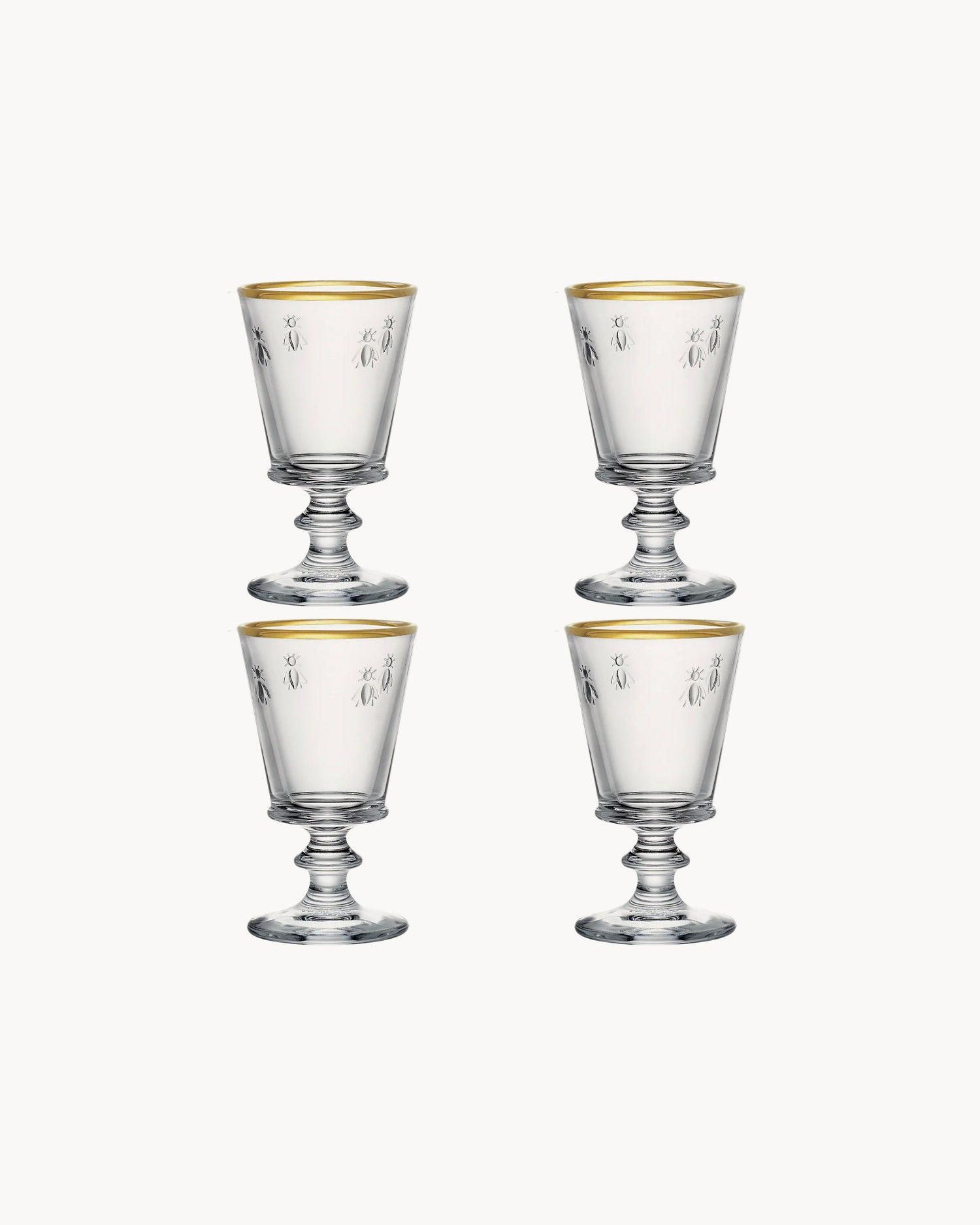 Set 4 calici con bordo oro Abeille