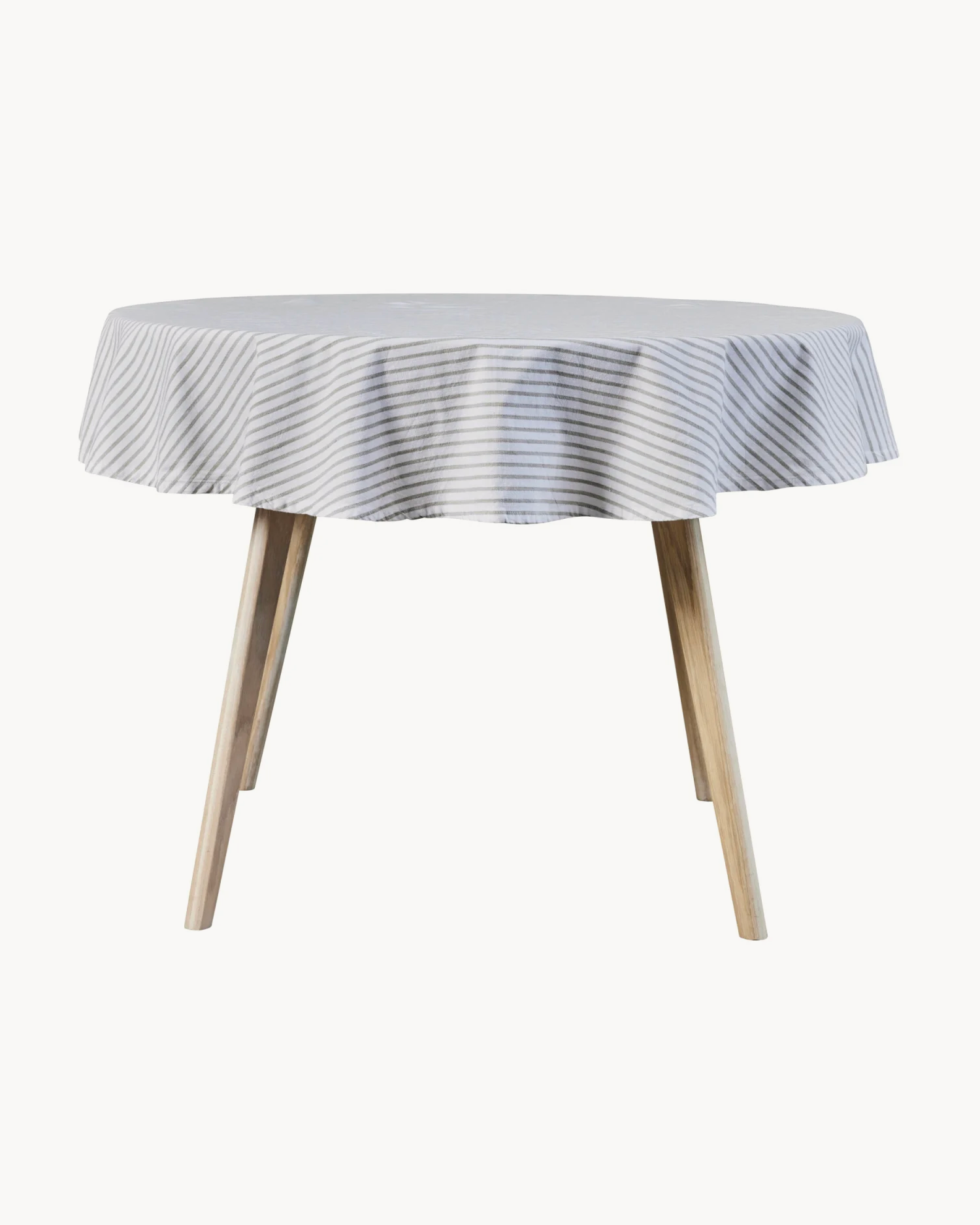 Tovaglia rotonda in cotone a righe Olivia, sabbia