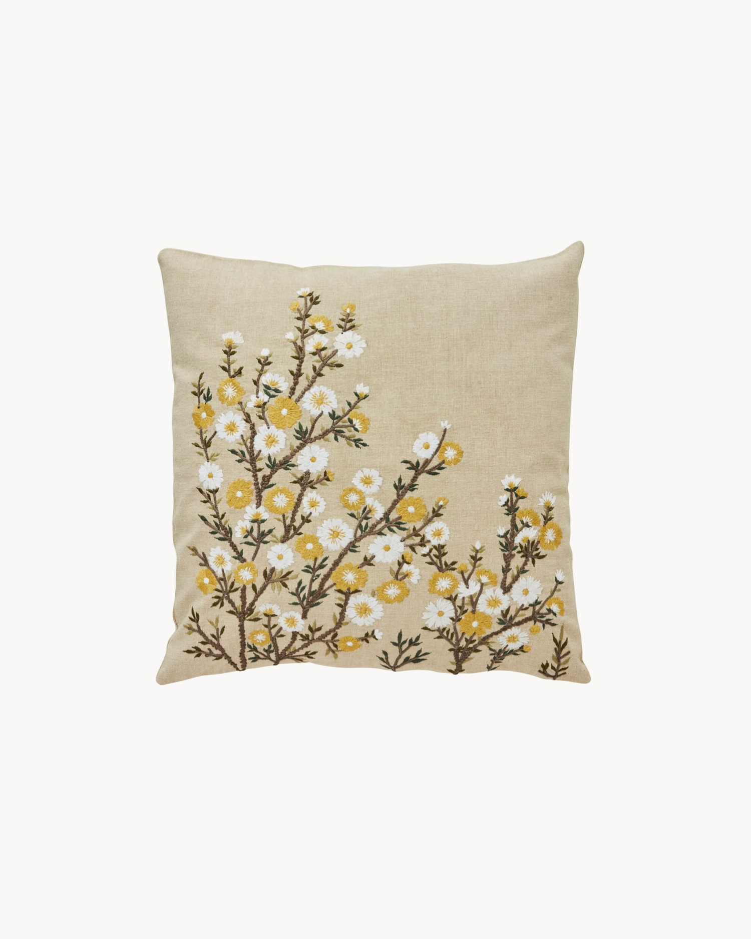Cuscino in cotone con ricamo floreale Ruth