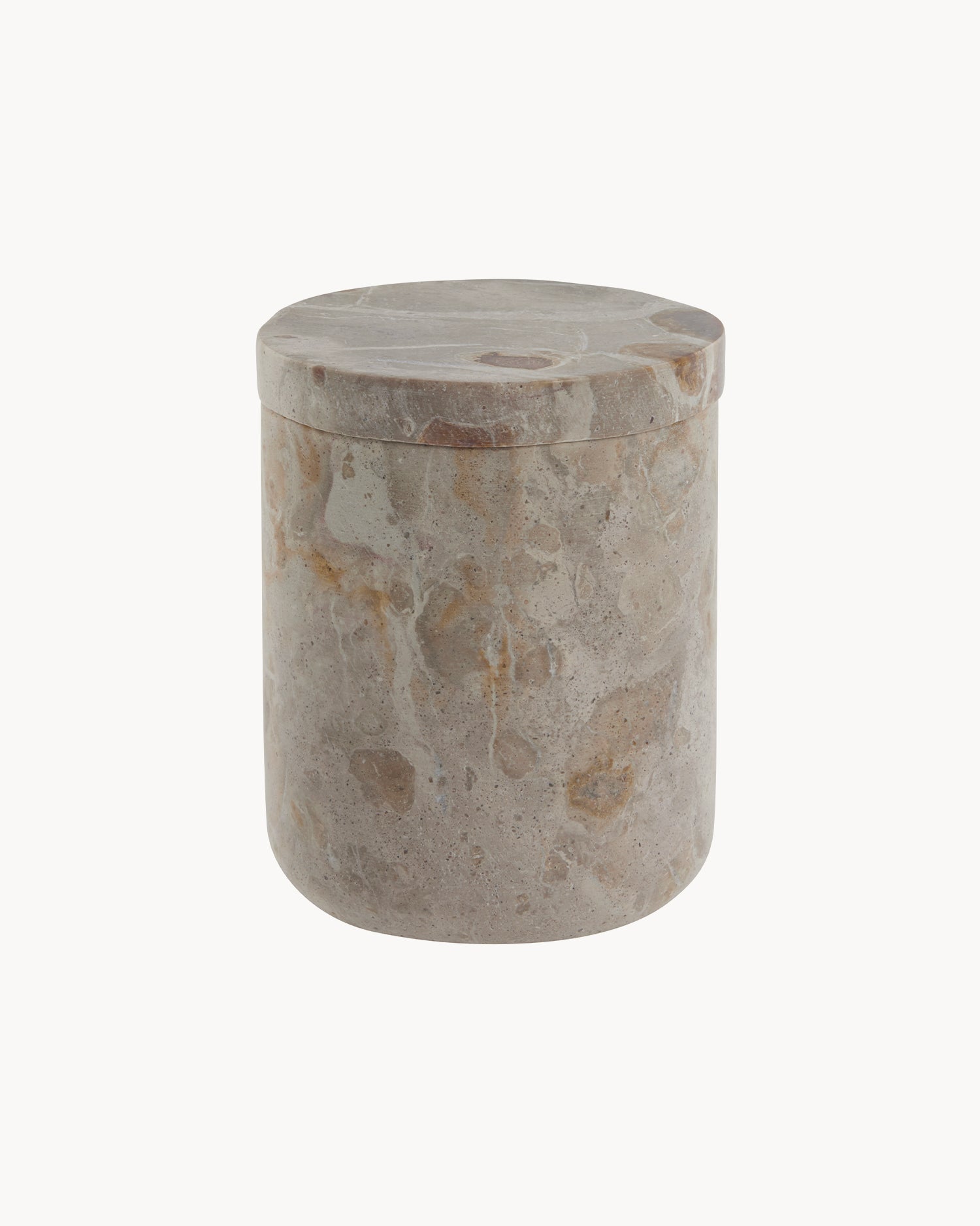 Contenitore rotondo in marmo Ellia, beige