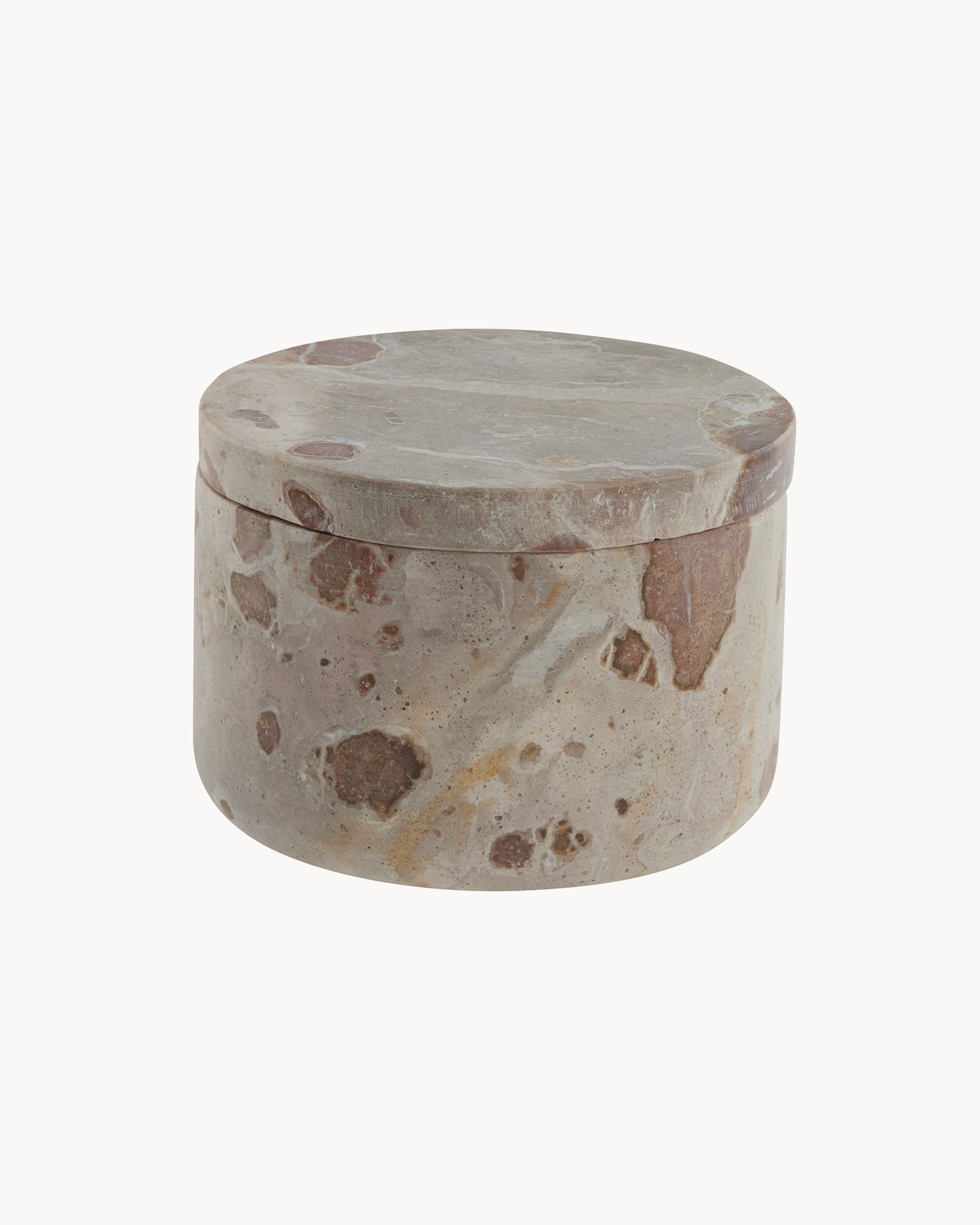 Contenitore rotondo in marmo Ellia basso, beige