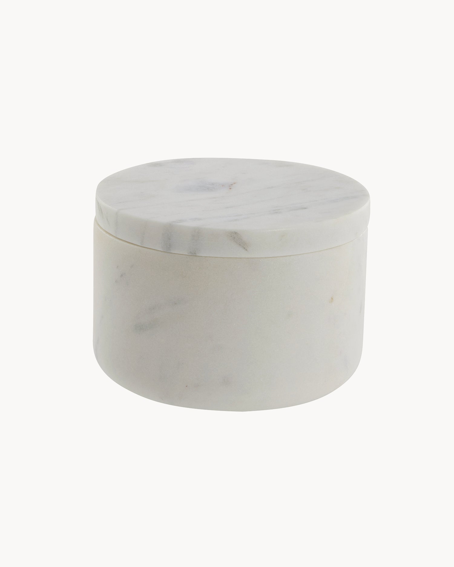 Contenitore rotondo in marmo Ellia basso, bianco