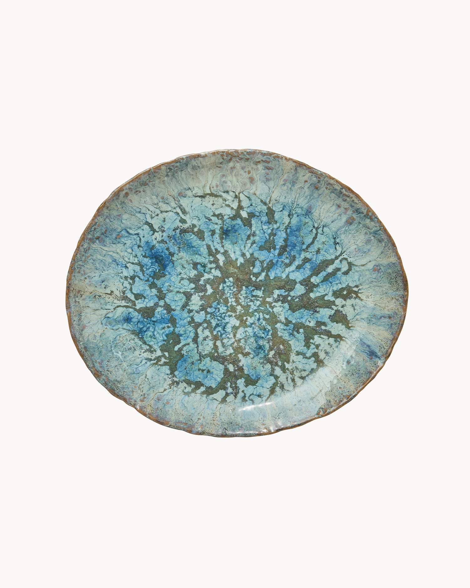 Piatto piano in ceramica realizzato a mano Milla, verde
