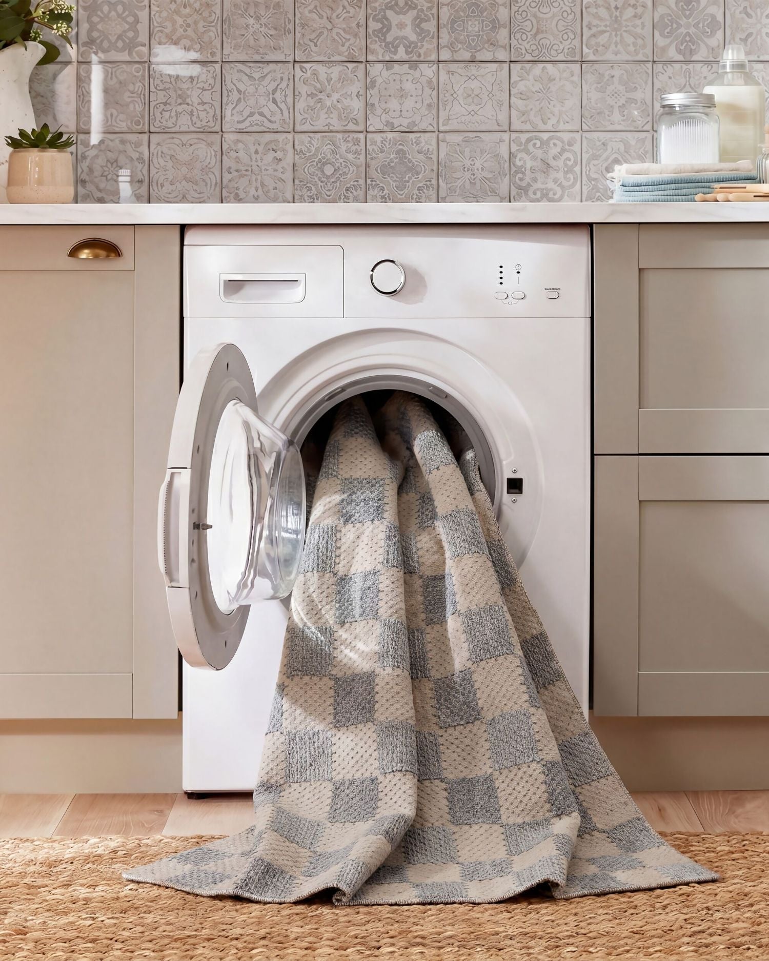 Runner lavabile a scacchi Muted Checkerboard