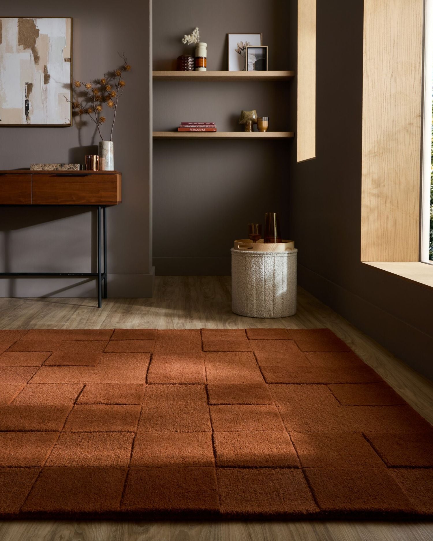 Tappeto moderno in lana Checkerboard