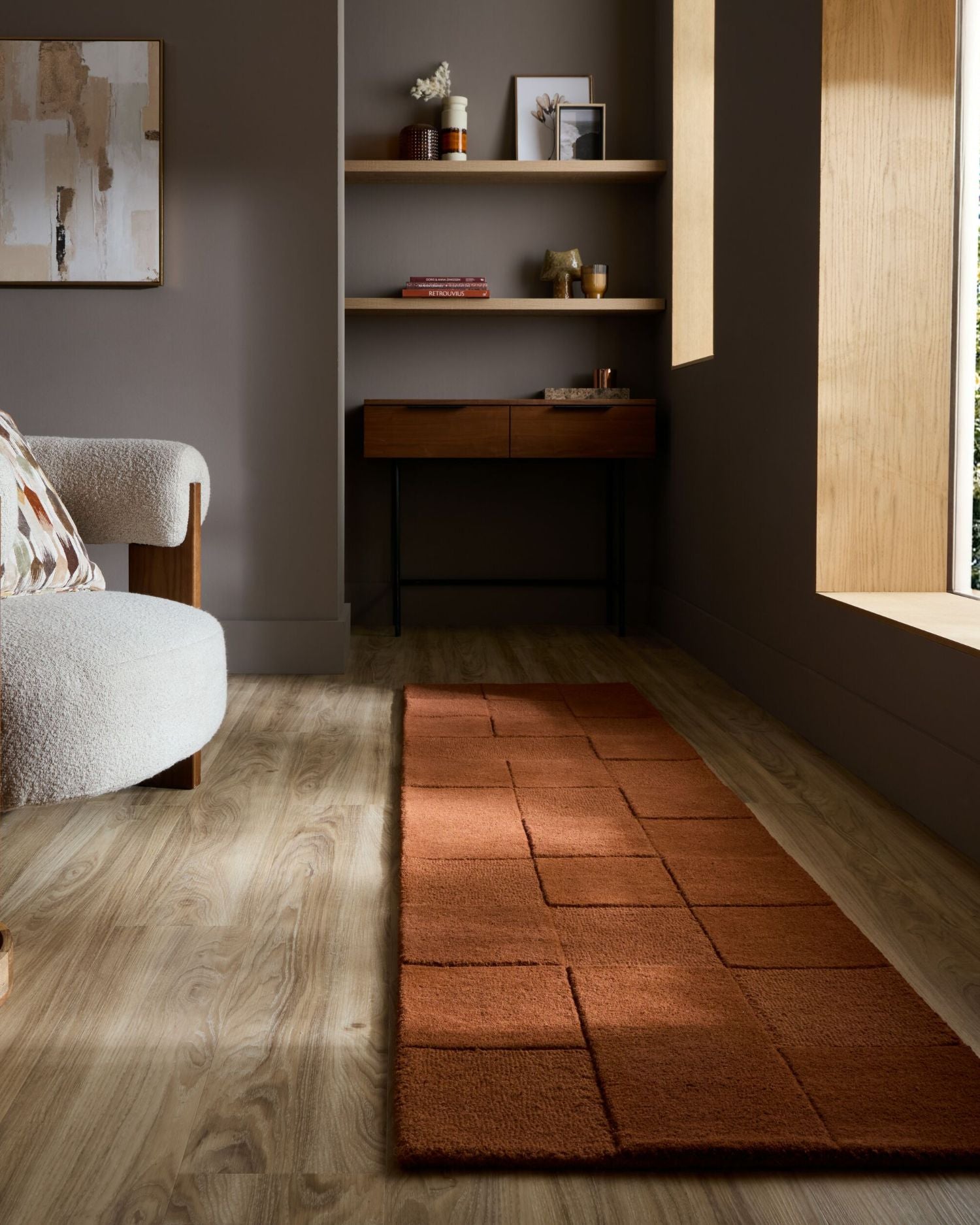 Runner moderno in lana Checkerboard