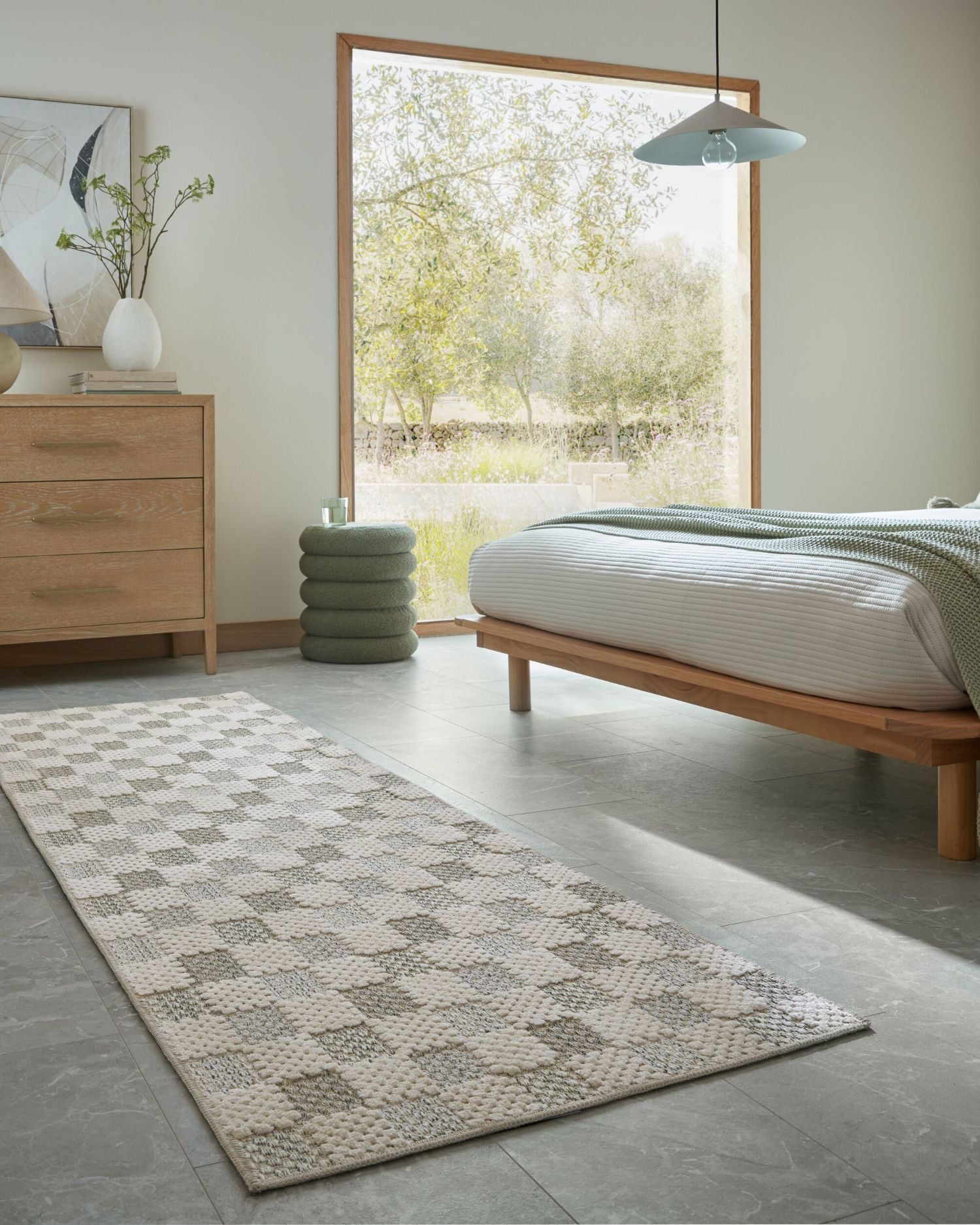 Runner lavabile a scacchi Muted Checkerboard