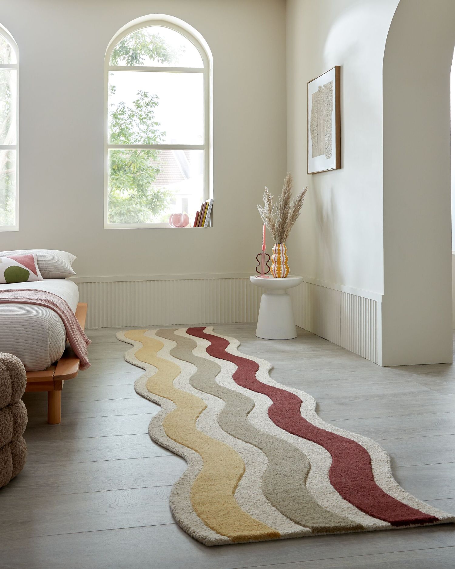Runner in lana con bordo smerlato Cascade