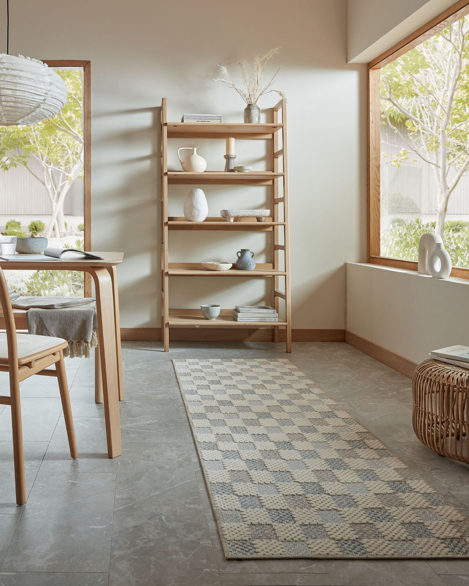 Runner lavabile a scacchi Muted Checkerboard
