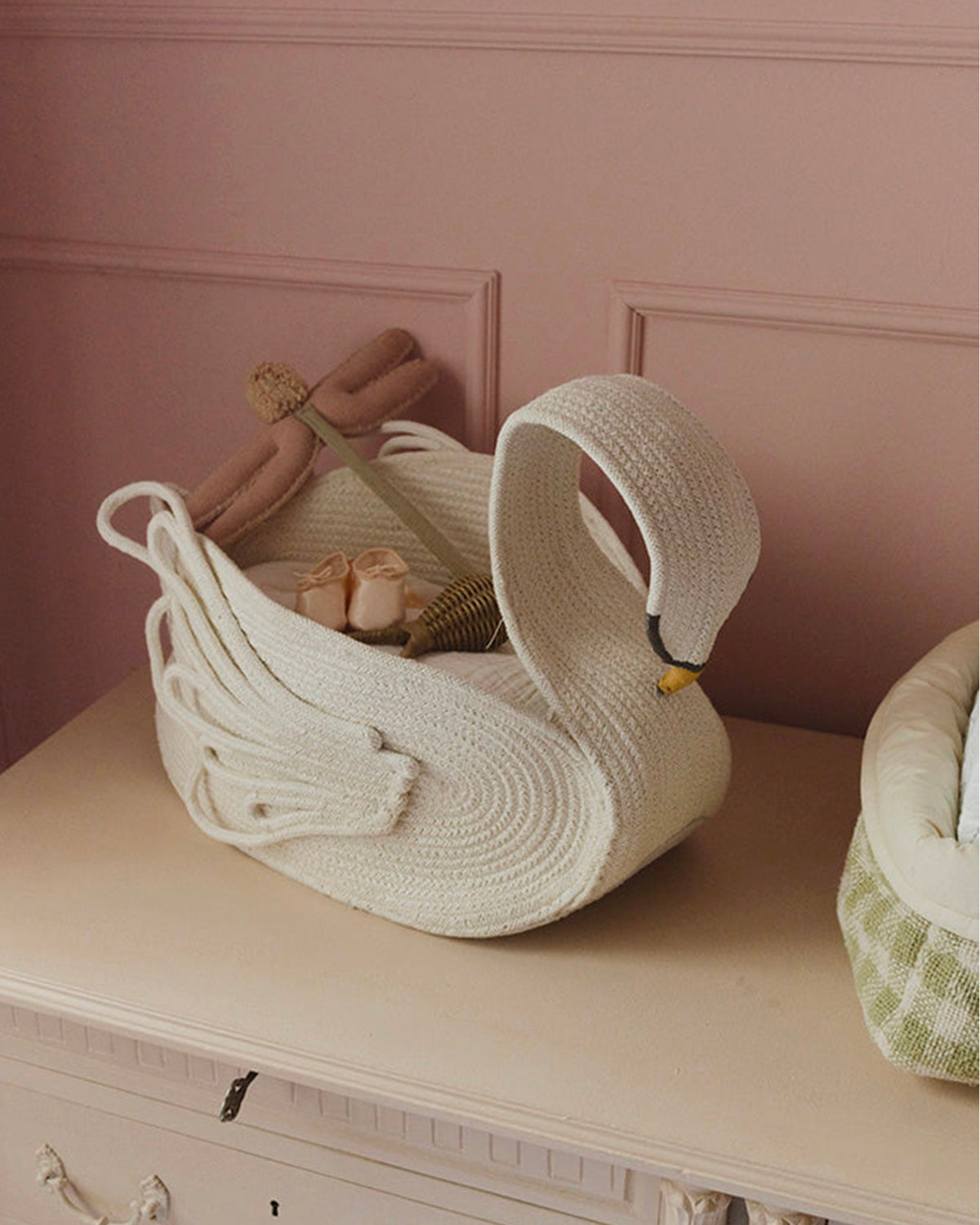 Cesto in corda intrecciata a mano Swan