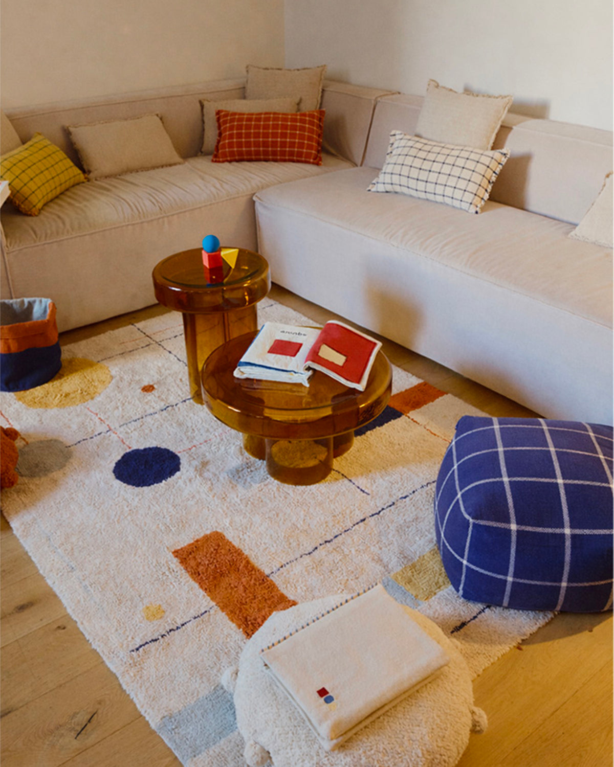 Pouf intrecciato a mano Geo Block