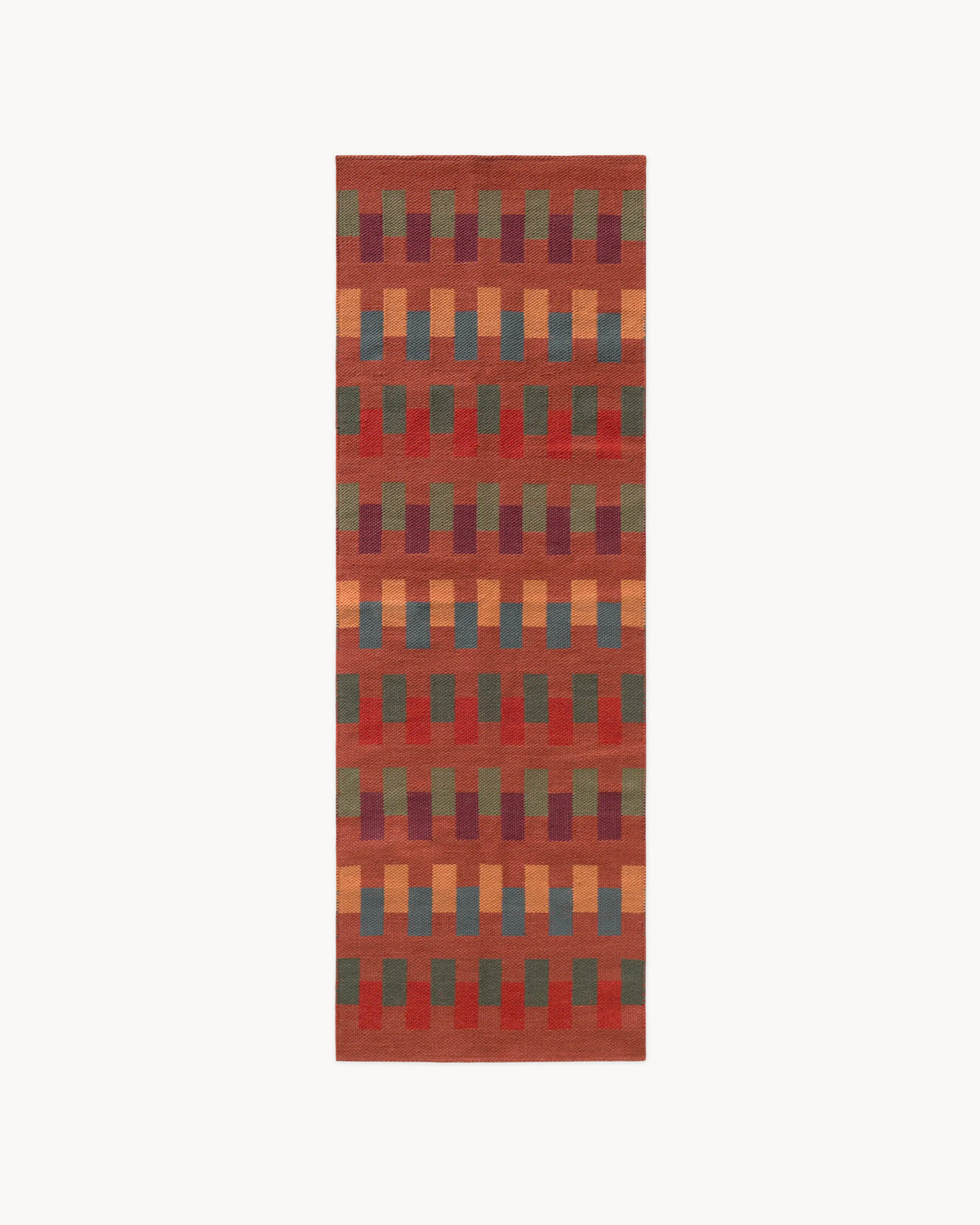 Runner handloom in lana e cotone Intersecting