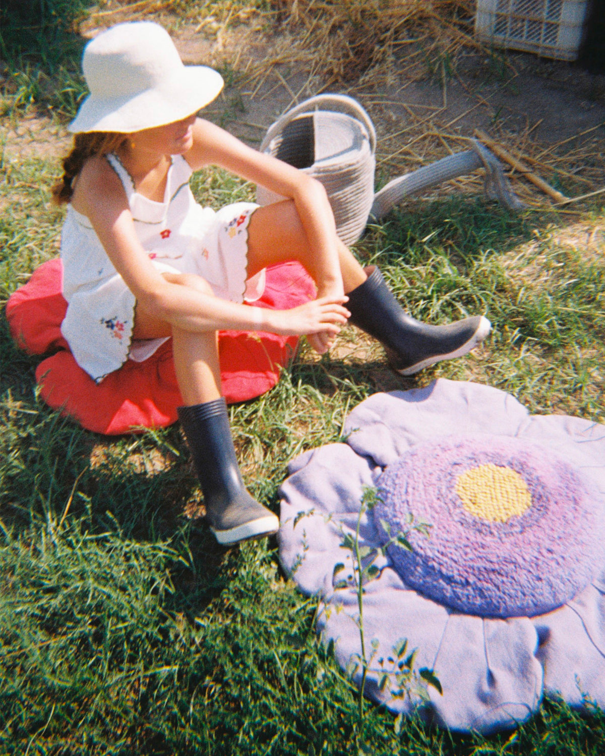 Cuscino da terra in cotone Purple Poppy