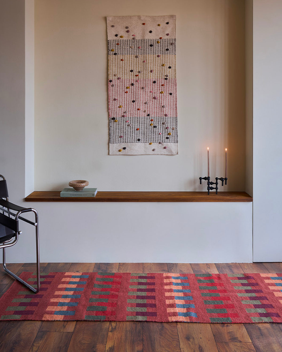 Runner handloom in lana e cotone Intersecting