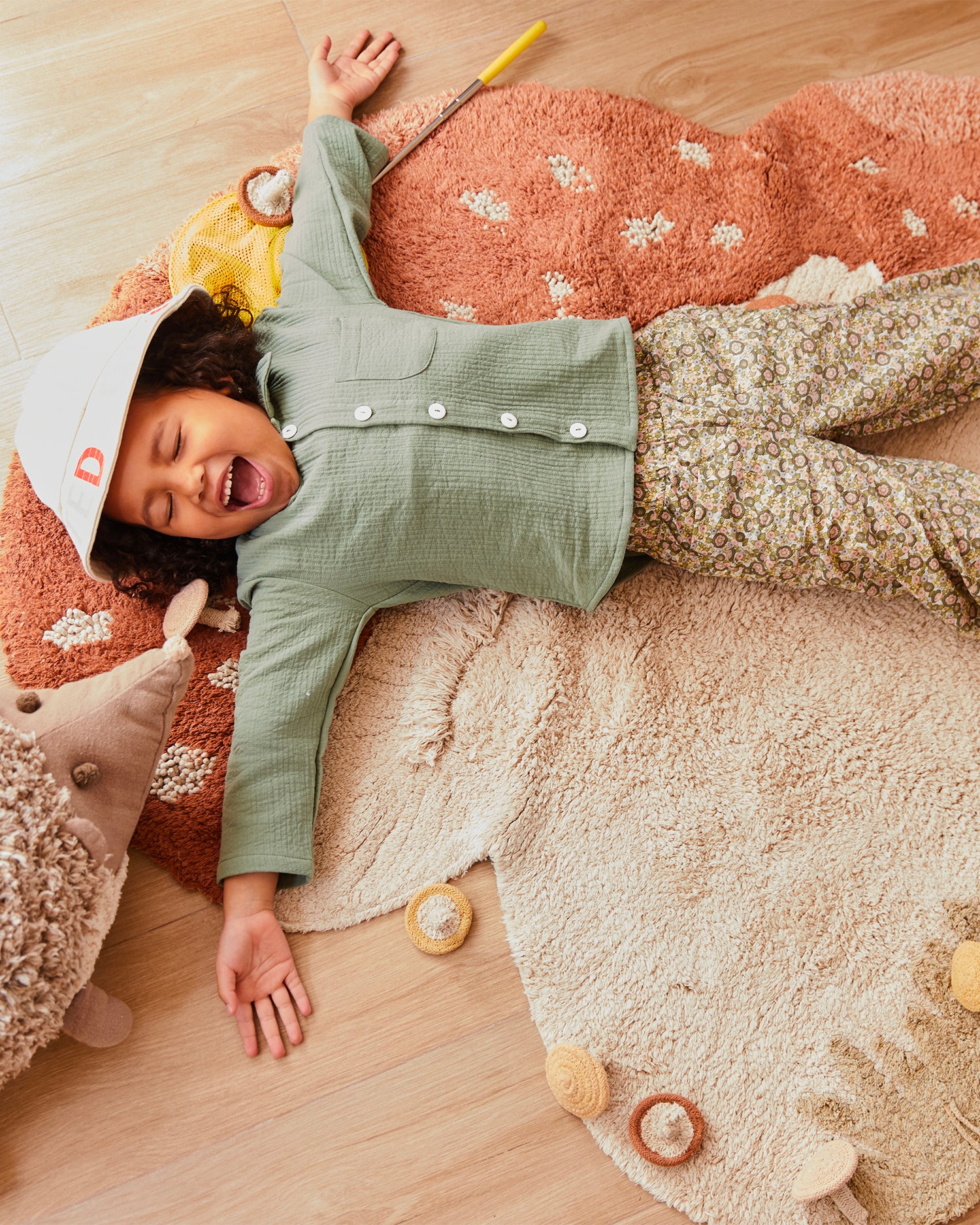 Tappeto lavabile in cotone realizzato a mano Boletus