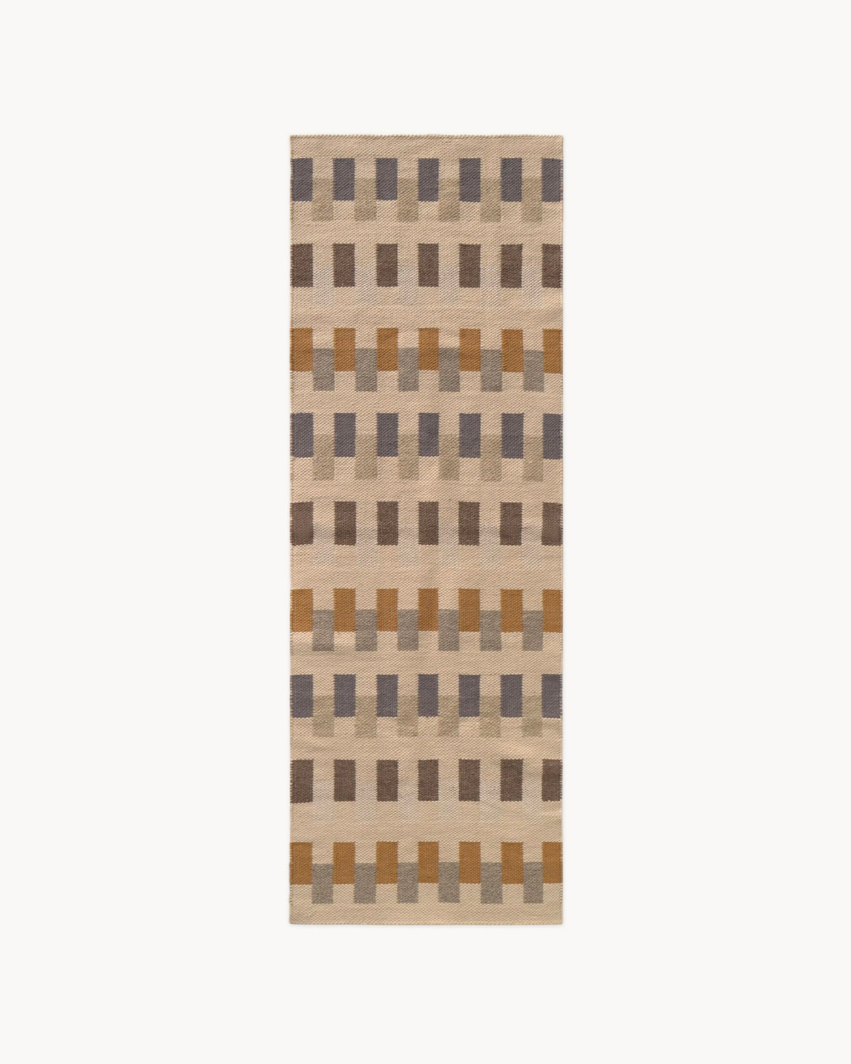Runner handloom in lana e cotone Intersecting