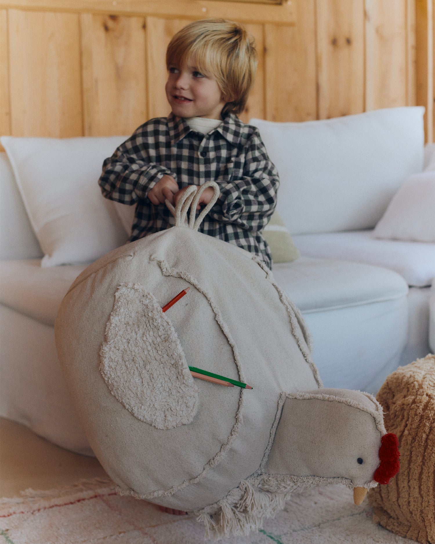 Pouf in cotone per bambini Chicken