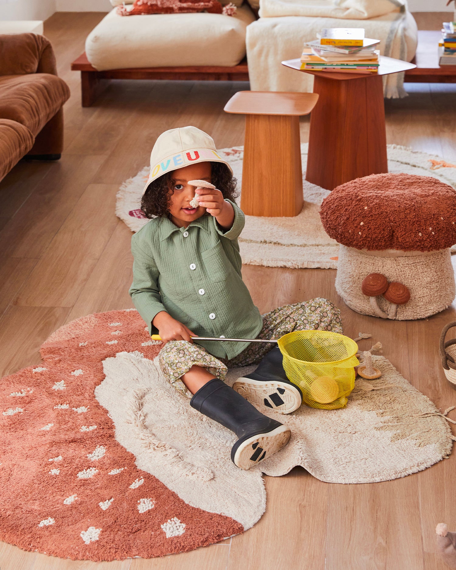Tappeto lavabile in cotone realizzato a mano Boletus