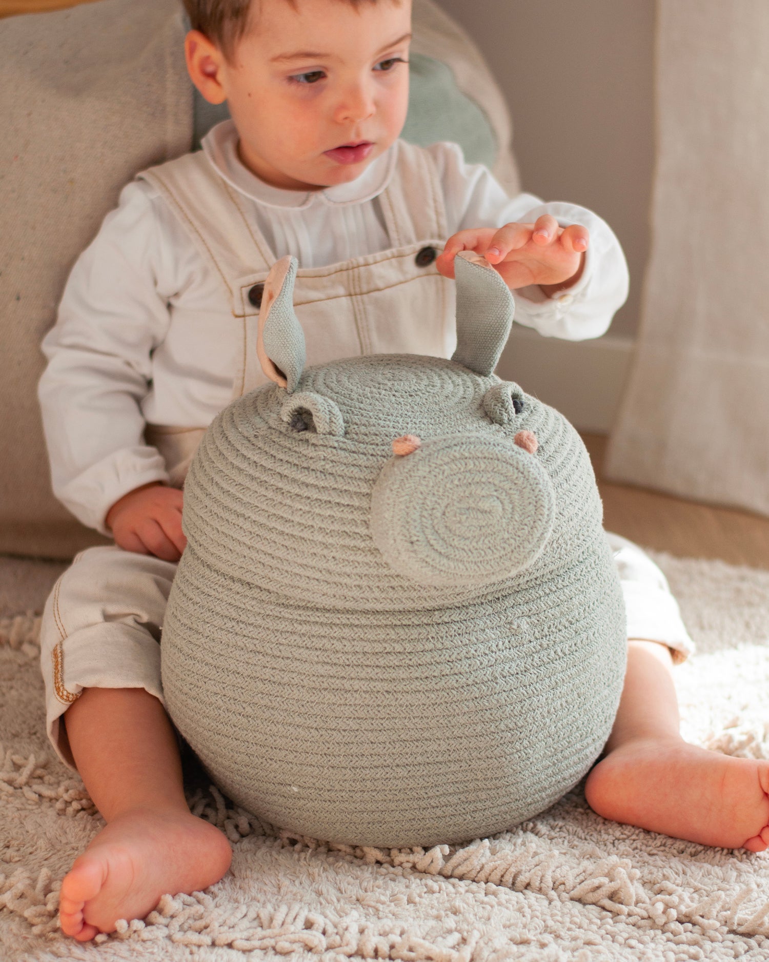 Cesto con coperchio realizzato a mano Henry the Hippo
