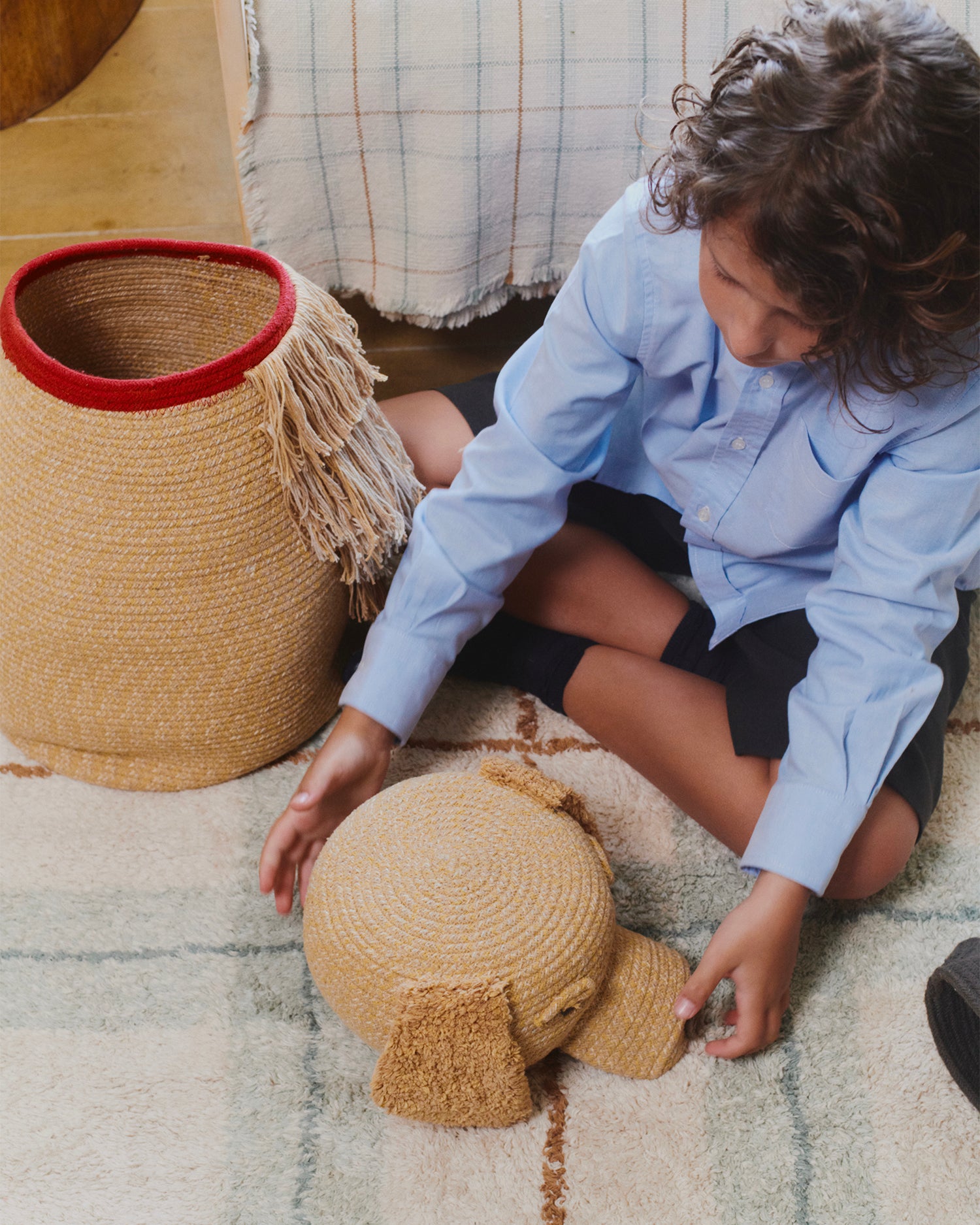 Cesto con coperchio realizzato a mano Luna