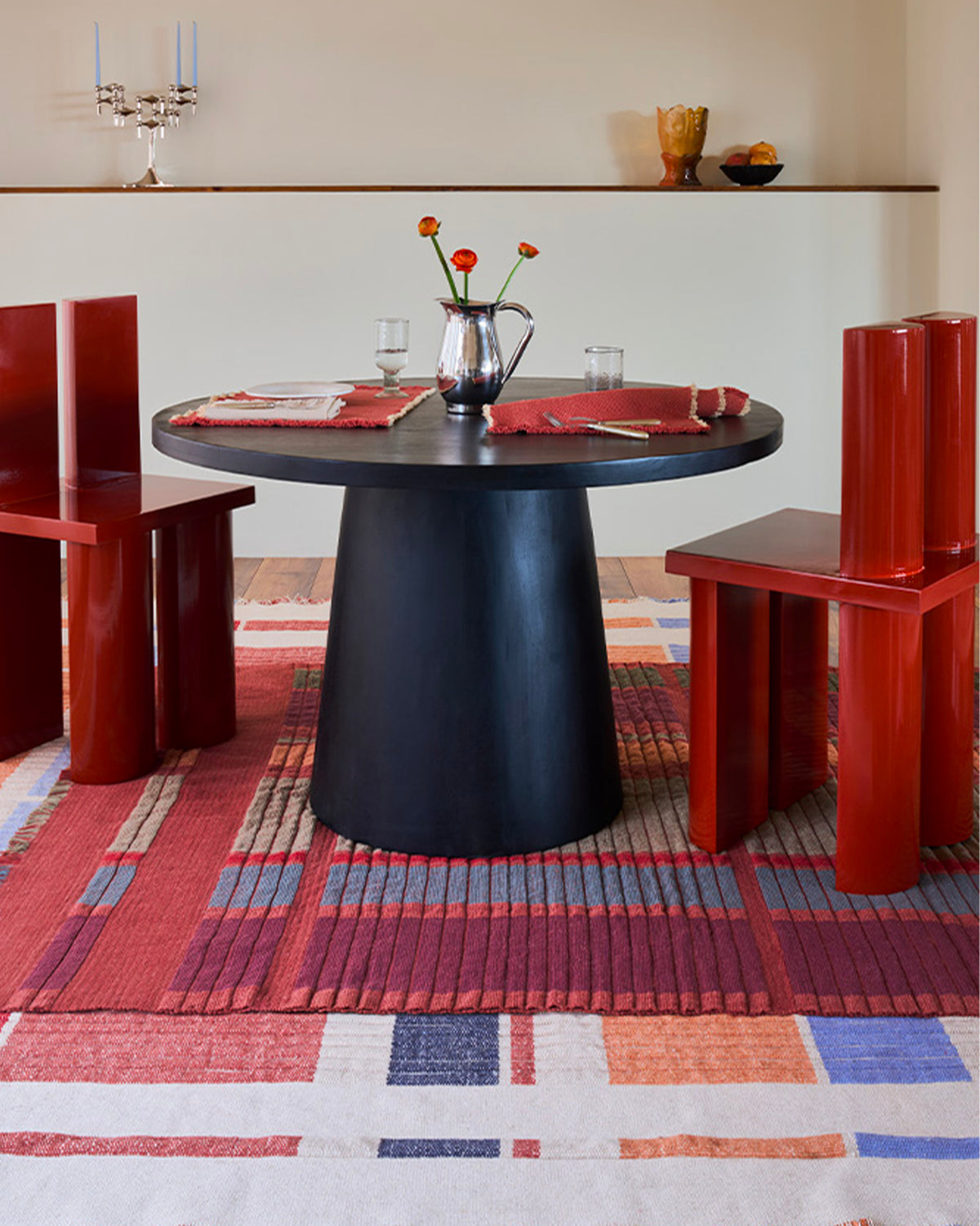 Tappeto in lana e cotone Handloom Columns