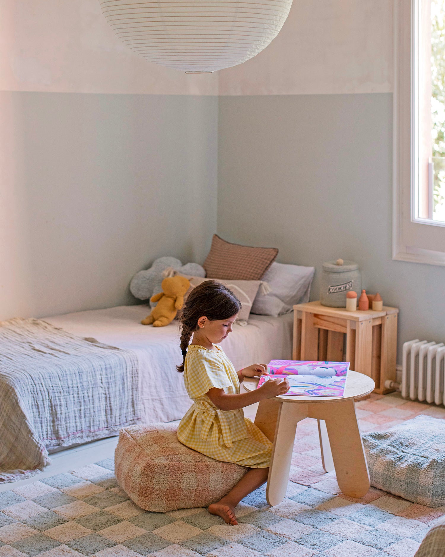 Pouf per bambini in cotone Vichy