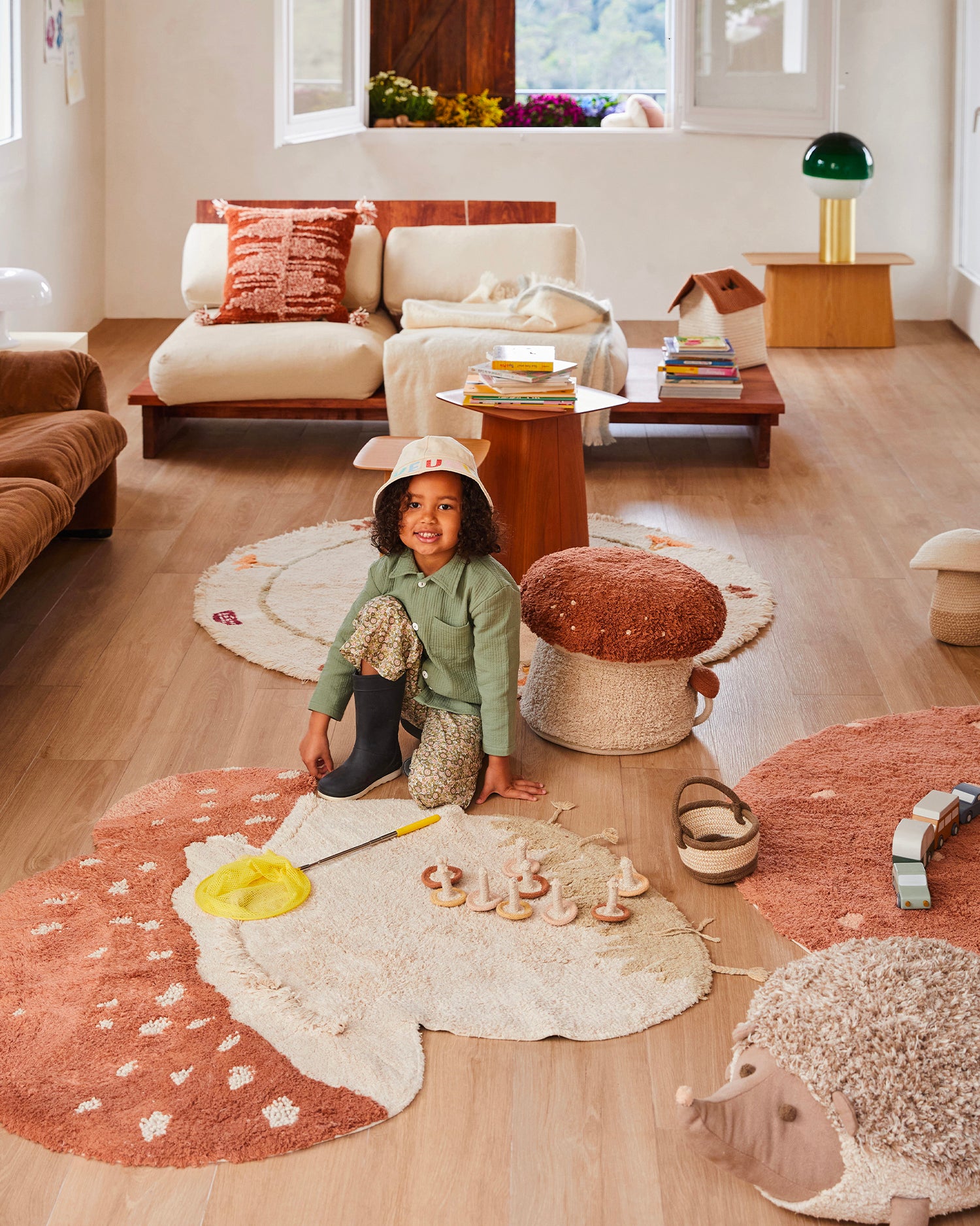 Tappeto lavabile in cotone realizzato a mano Boletus