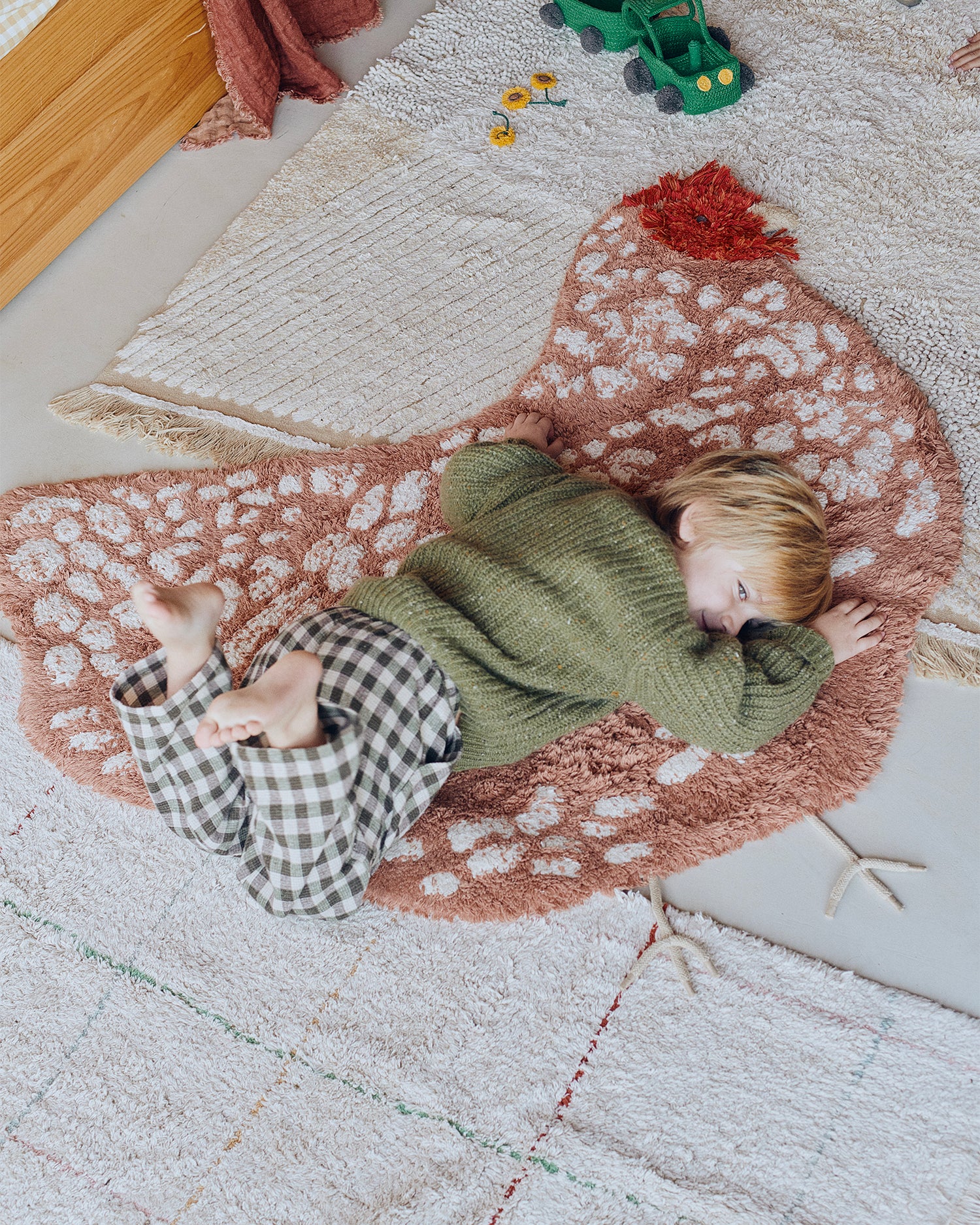 Tappeto lavabile in cotone realizzato a mano Chicken