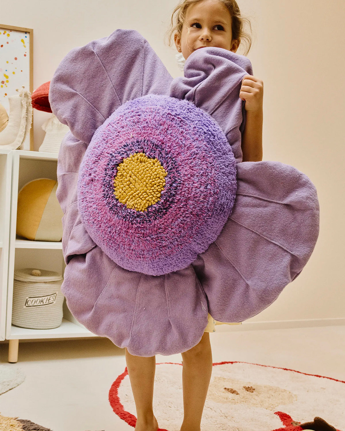 Cuscino da terra in cotone Purple Poppy