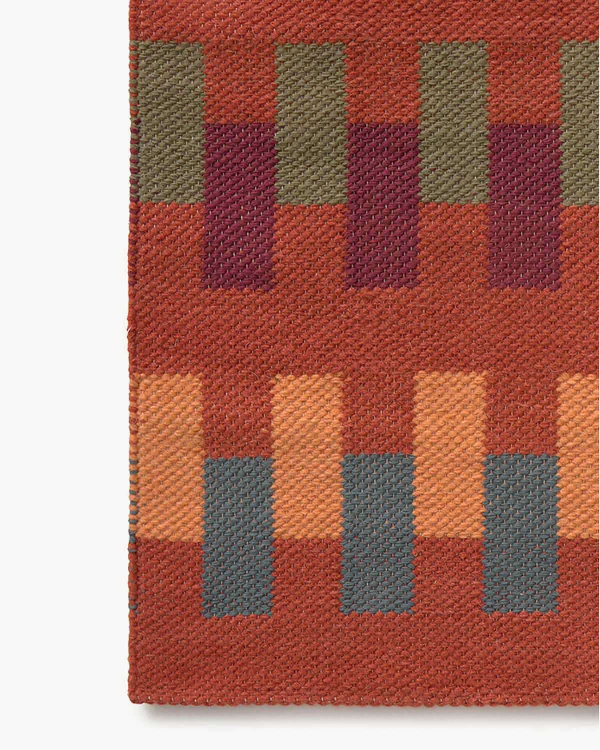 Runner handloom in lana e cotone Intersecting