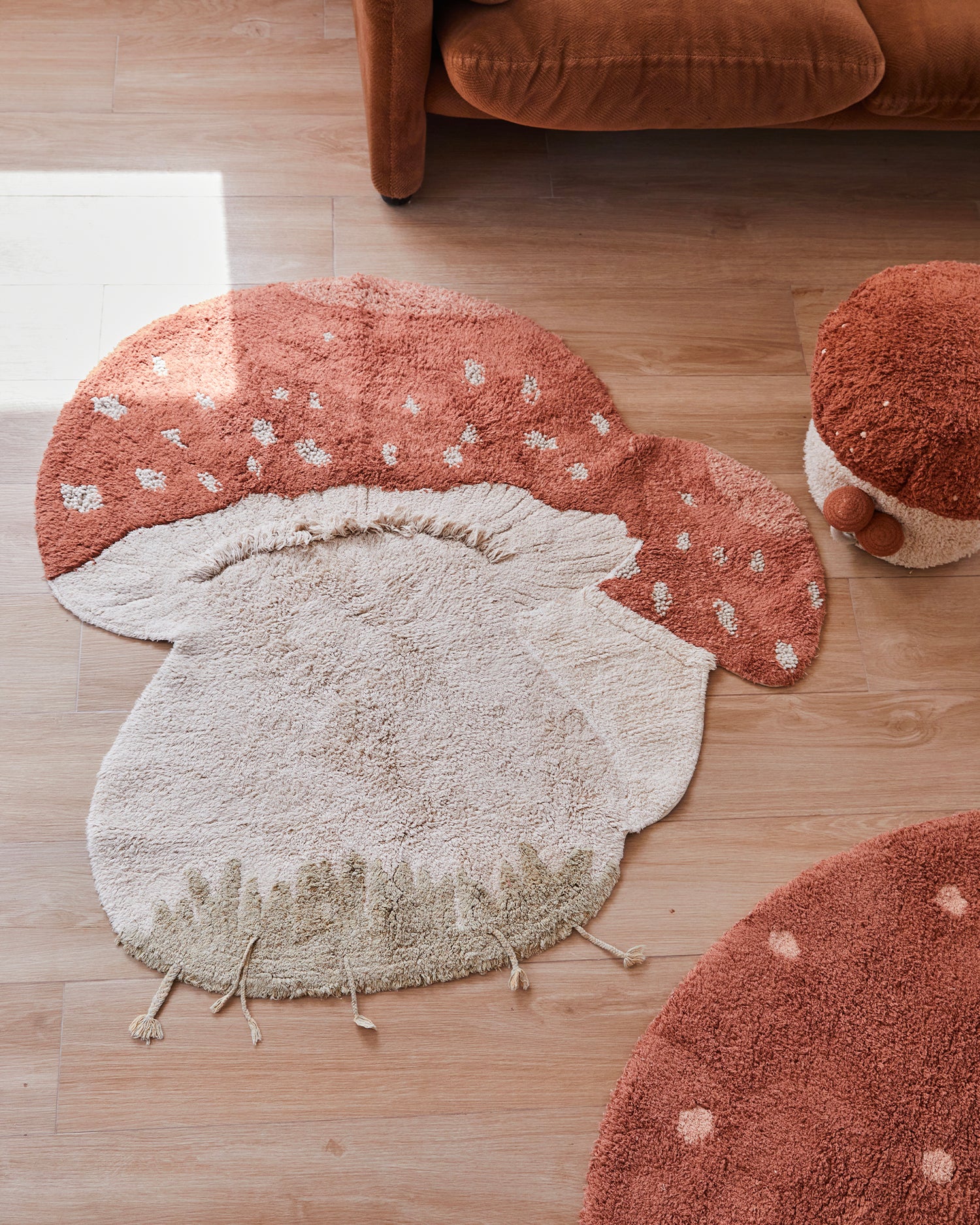 Tappeto lavabile in cotone realizzato a mano Boletus